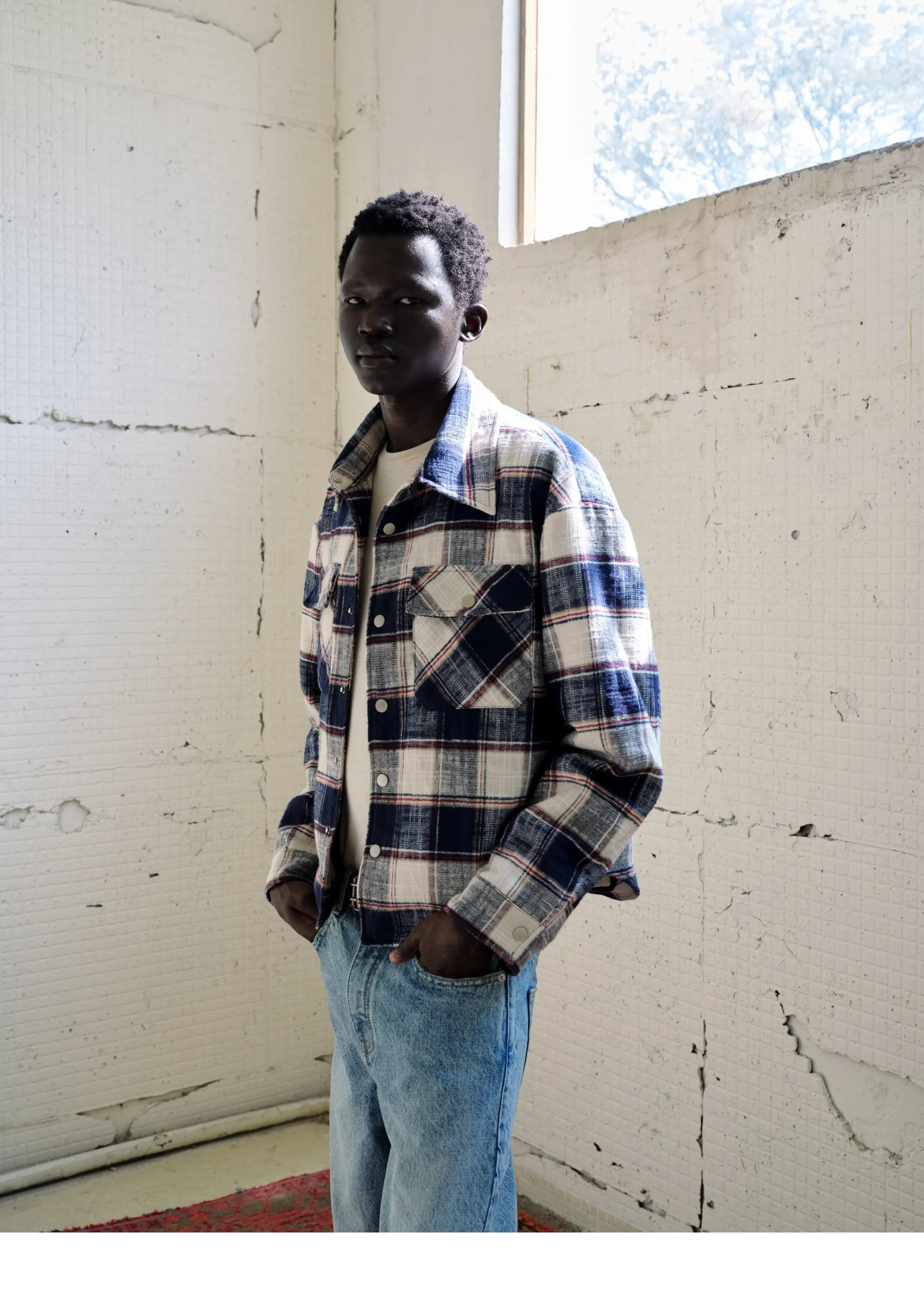Brushed Blue Check Quilted Overshirt - Image 6