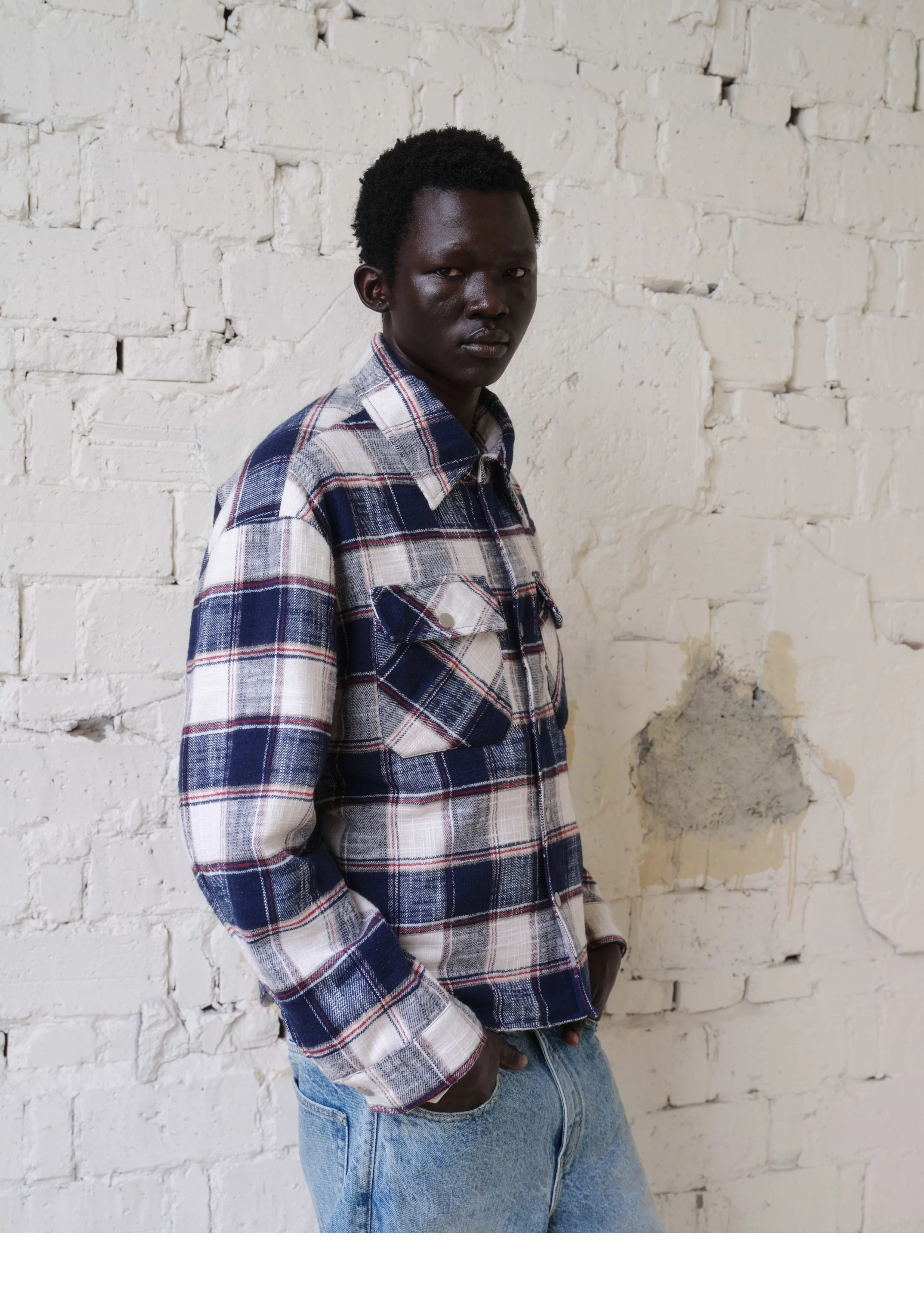 Brushed Blue Check Quilted Overshirt - Image 7
