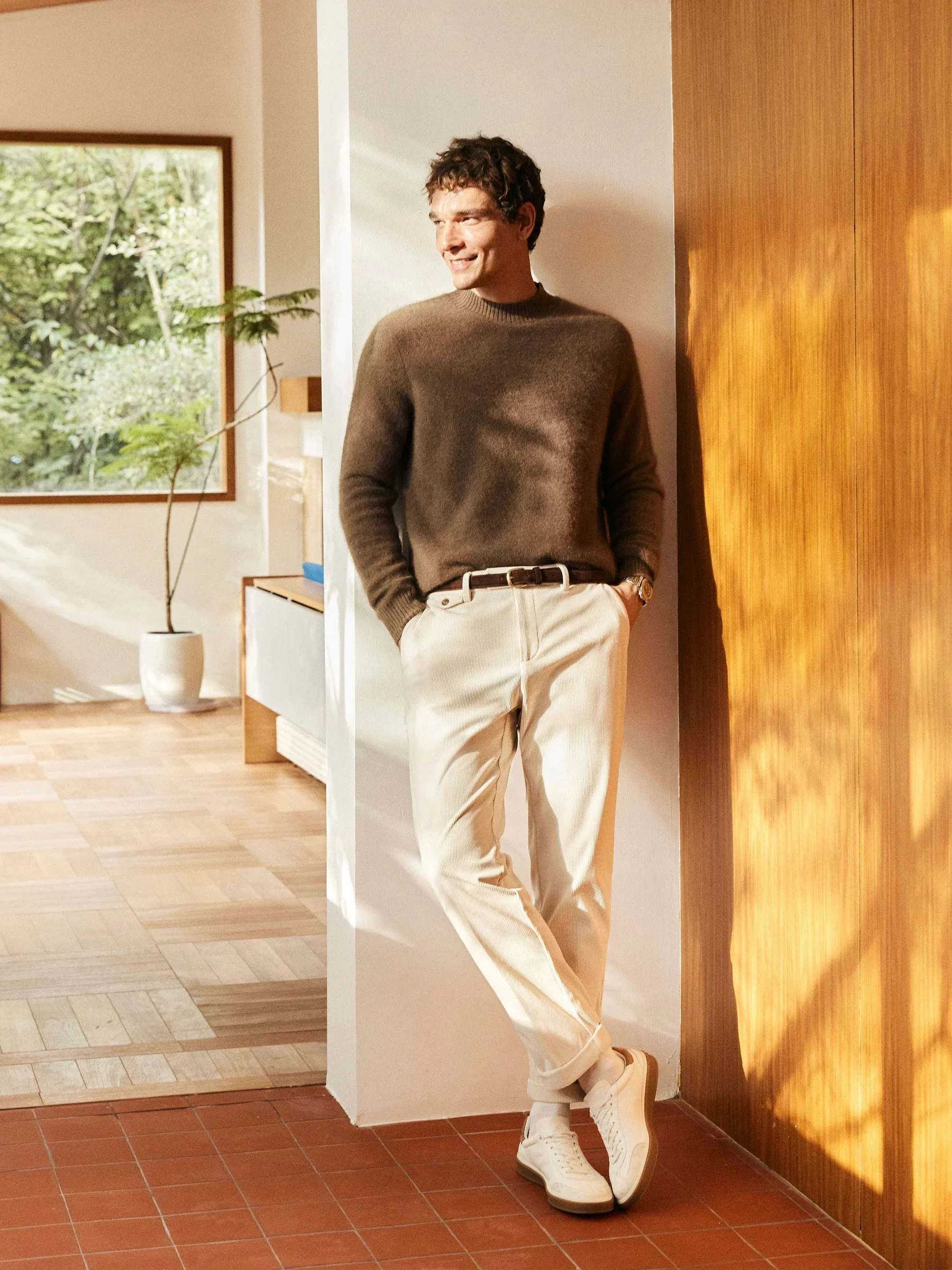 Brushed Cashmere Blend Crewneck Sweater
