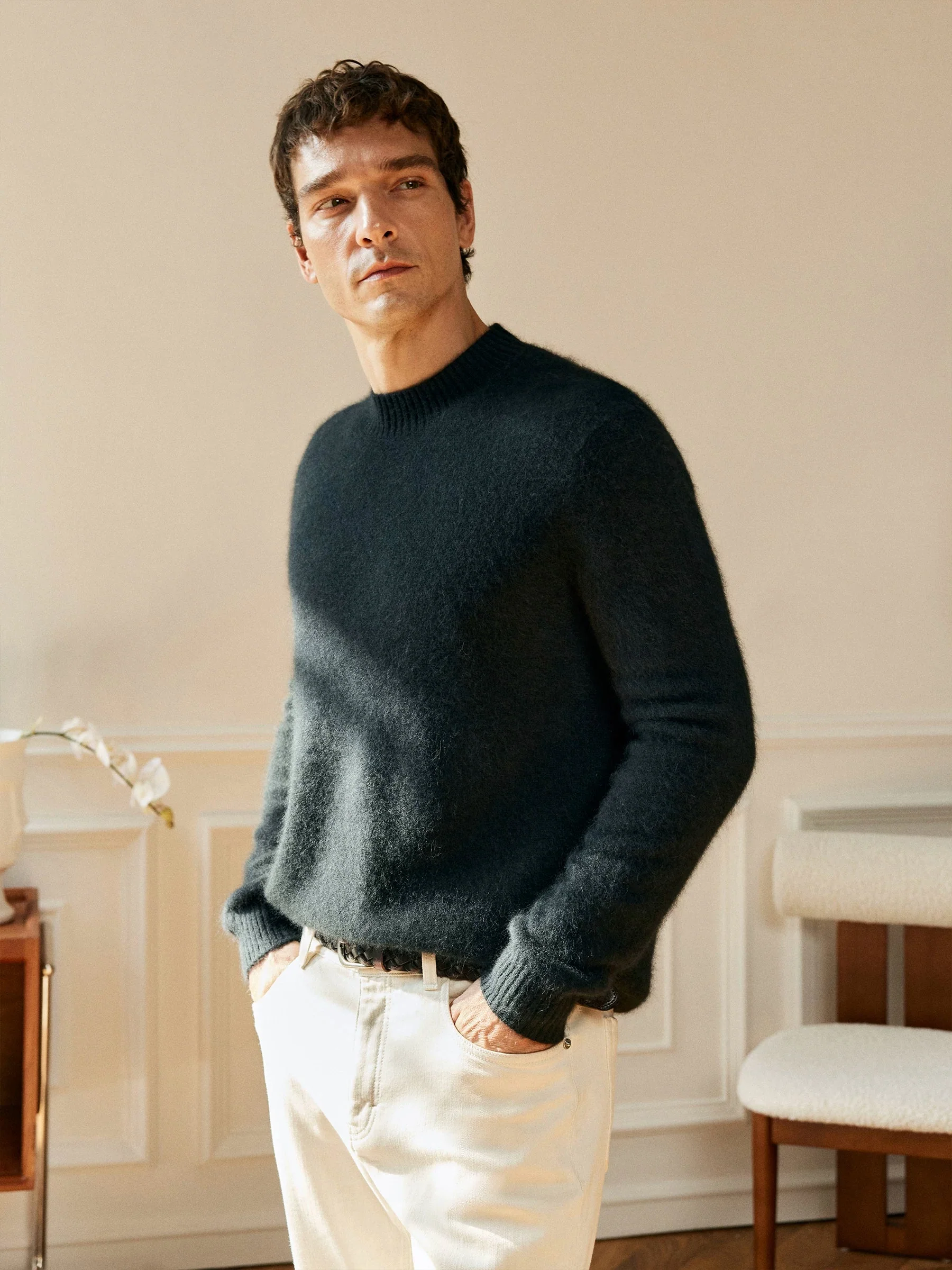 Brushed Cashmere Blend Crewneck Sweater - Image 2