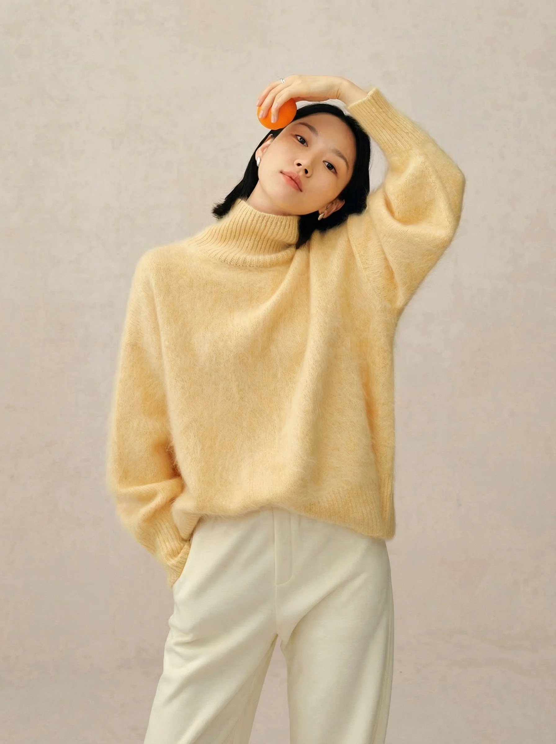 Brushed Cashmere High Neck Sweater - Image 2