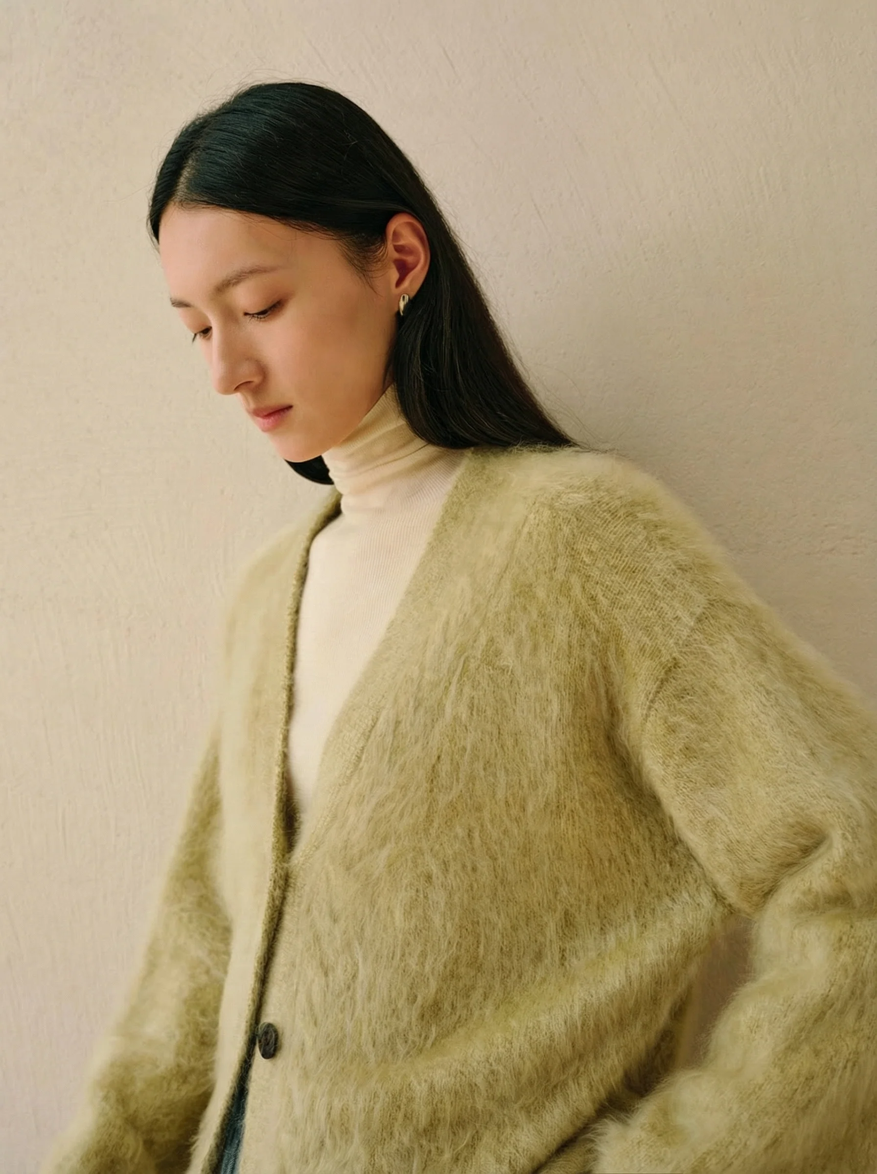 Brushed Cashmere V-Neck Cardigan
