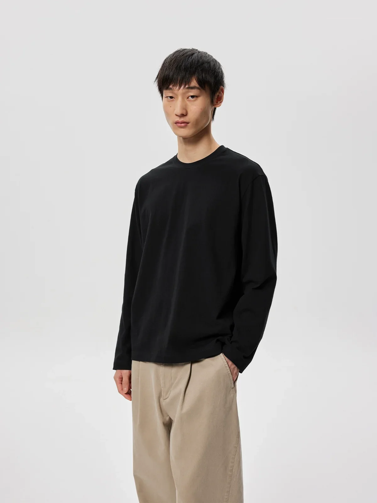 Brushed Cotton Long-Sleeve Tee