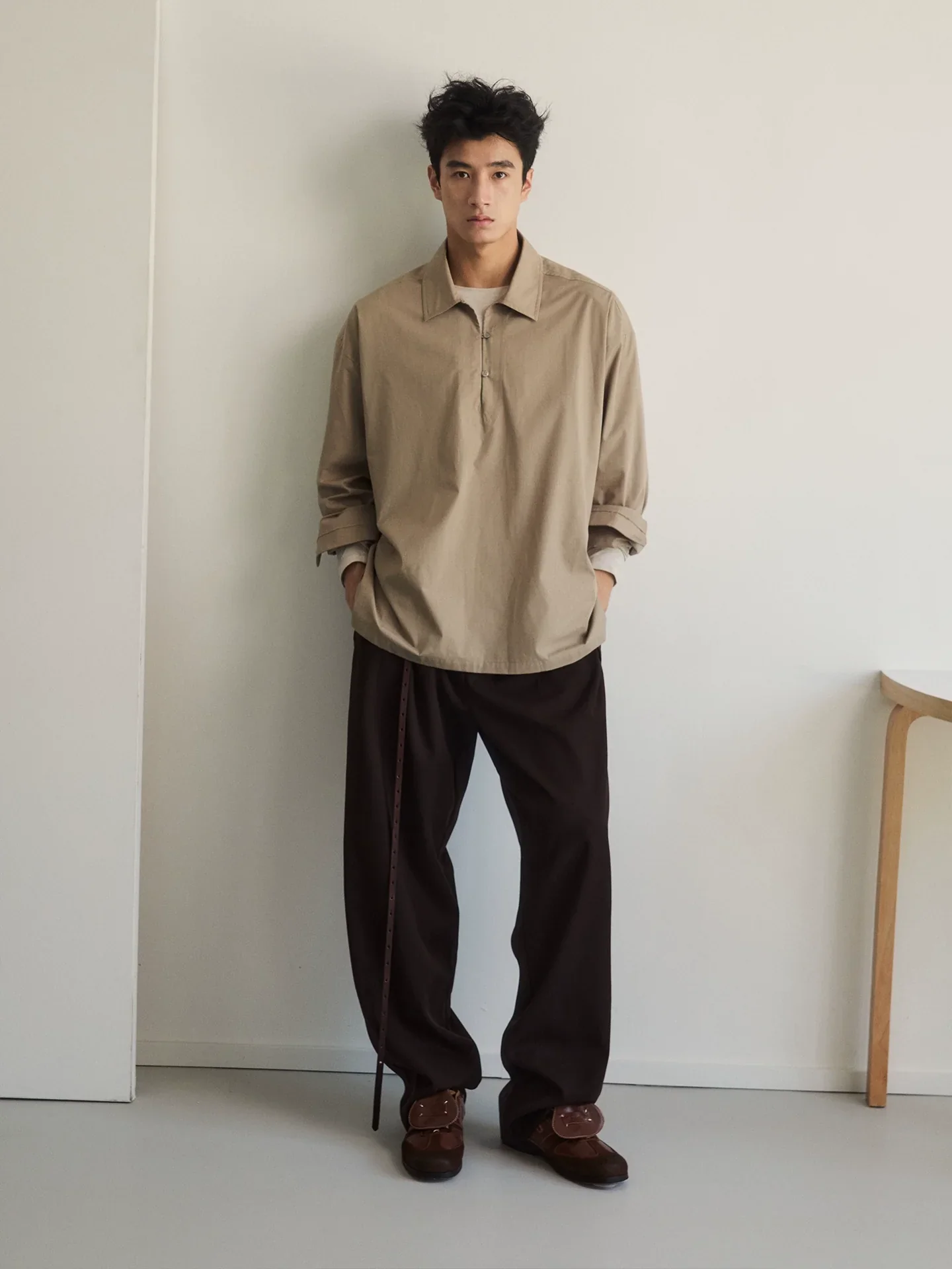 Brushed Cotton Popover Shirt - Image 4