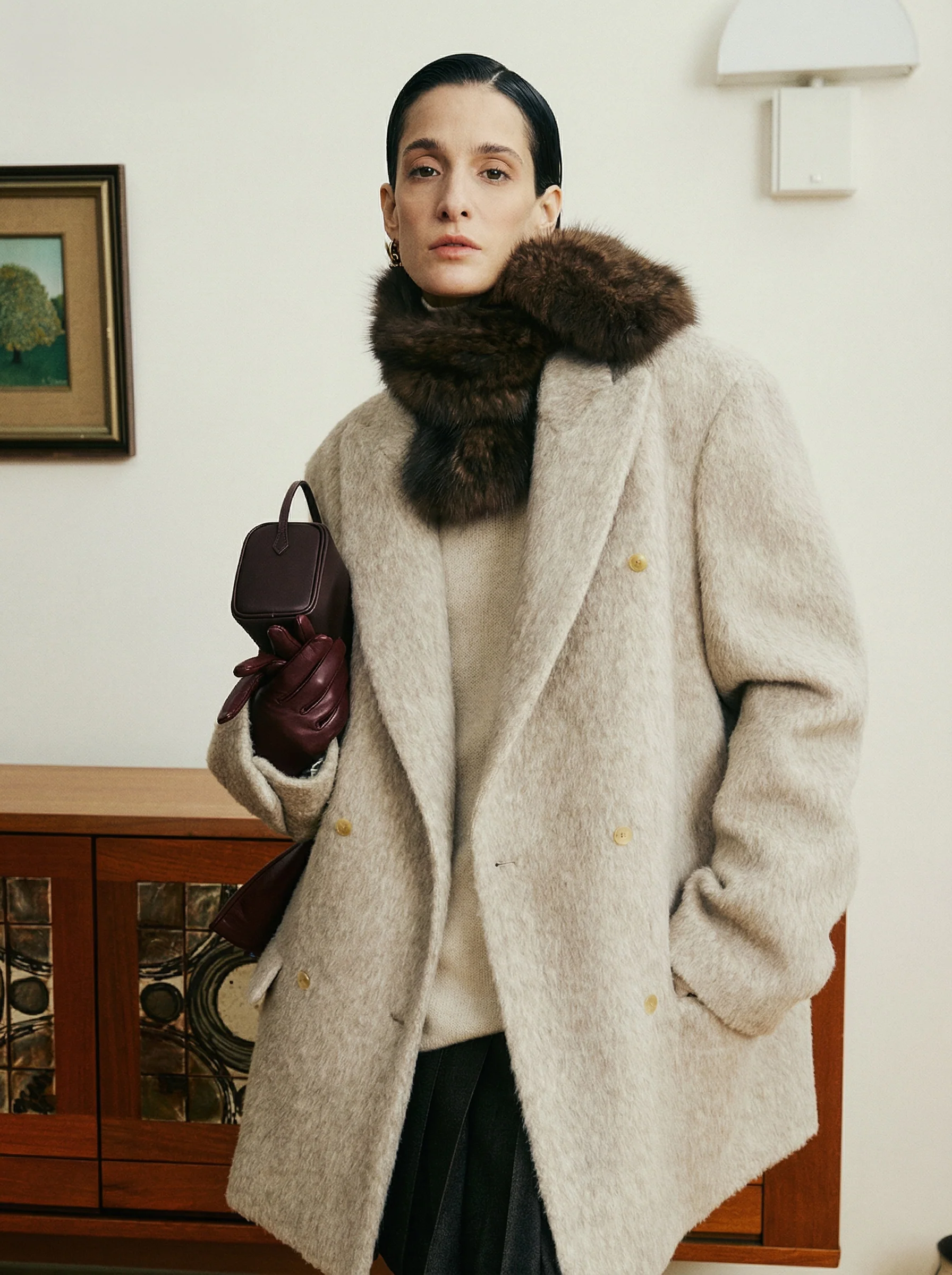 Brushed Double-Breasted Coat - Image 5