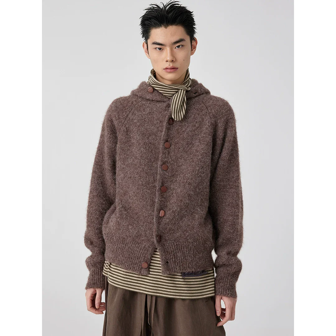 Brushed Mohair Hooded Cardigan - Image 3