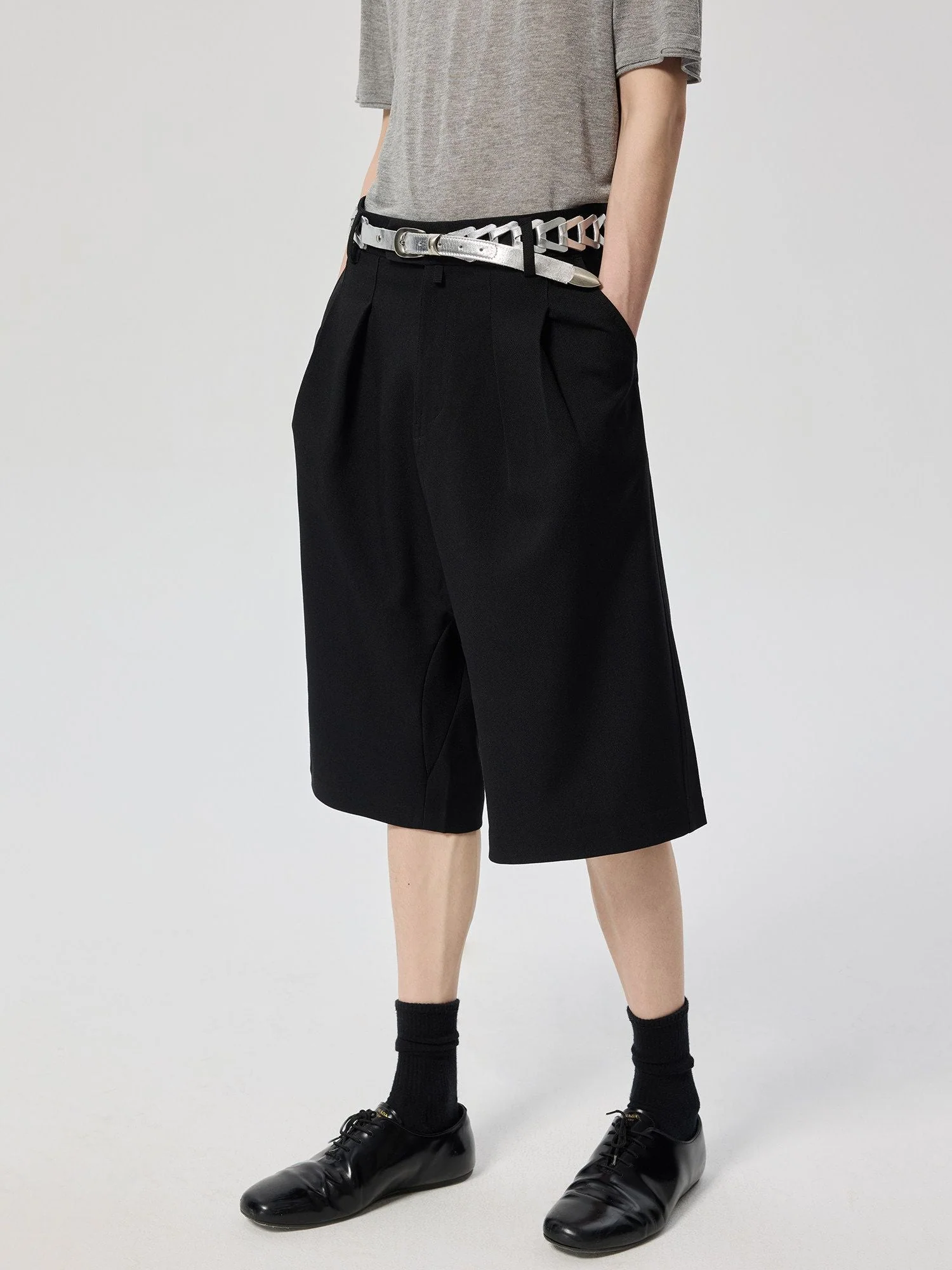 Buckle-Back Pleated Bermudas - Image 3