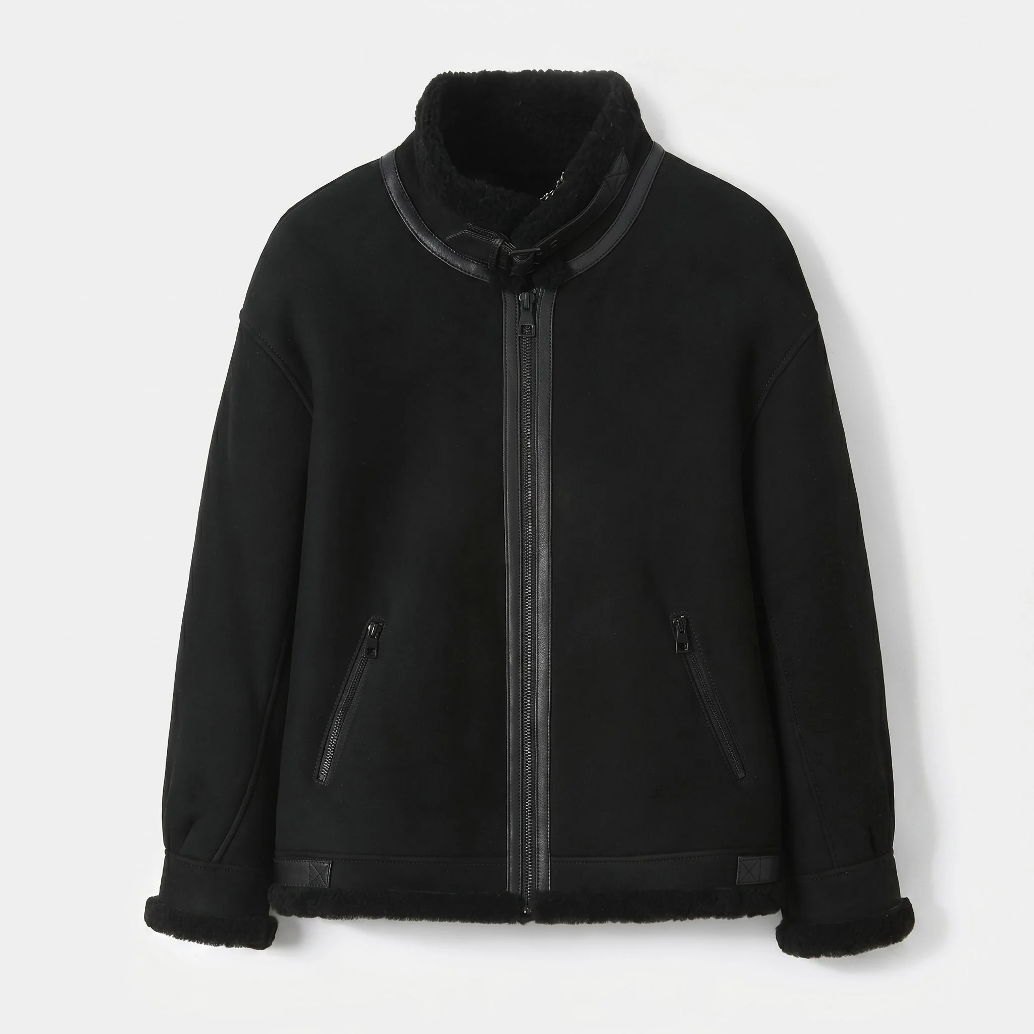Buckle Collar Shearling Jacket - Image 7