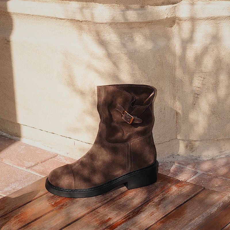 Buckle Suede Ankle Boots - Image 6