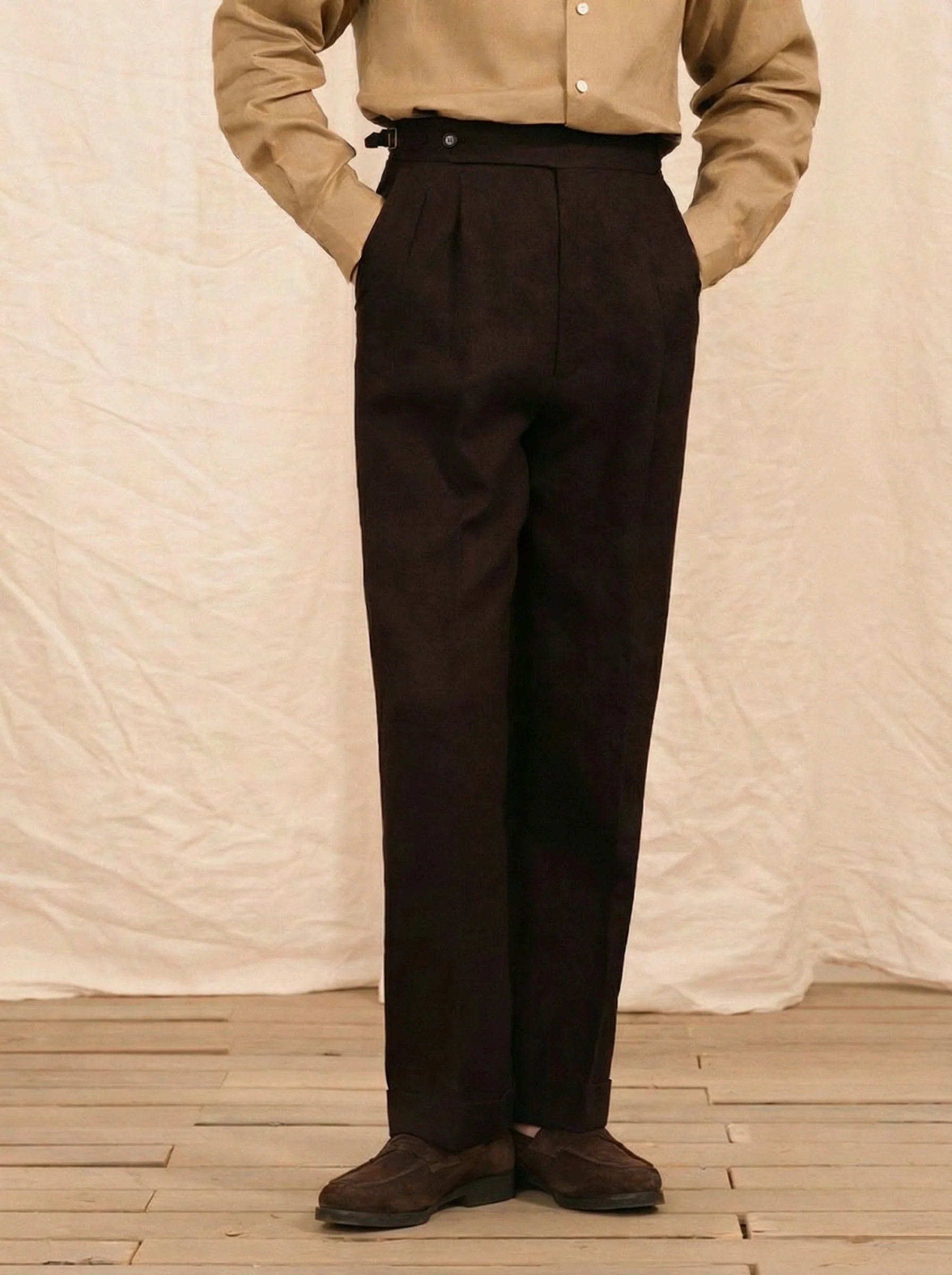 Buckle Waist Pleated Trousers