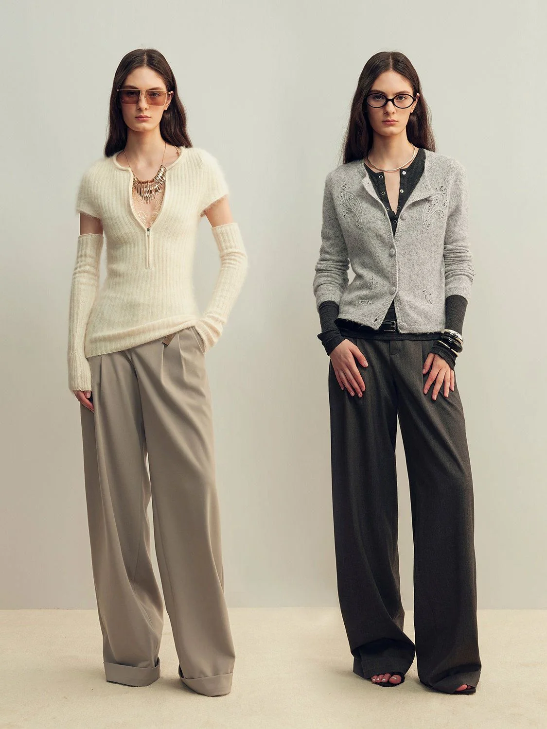 Buckle Wide-Leg Trousers