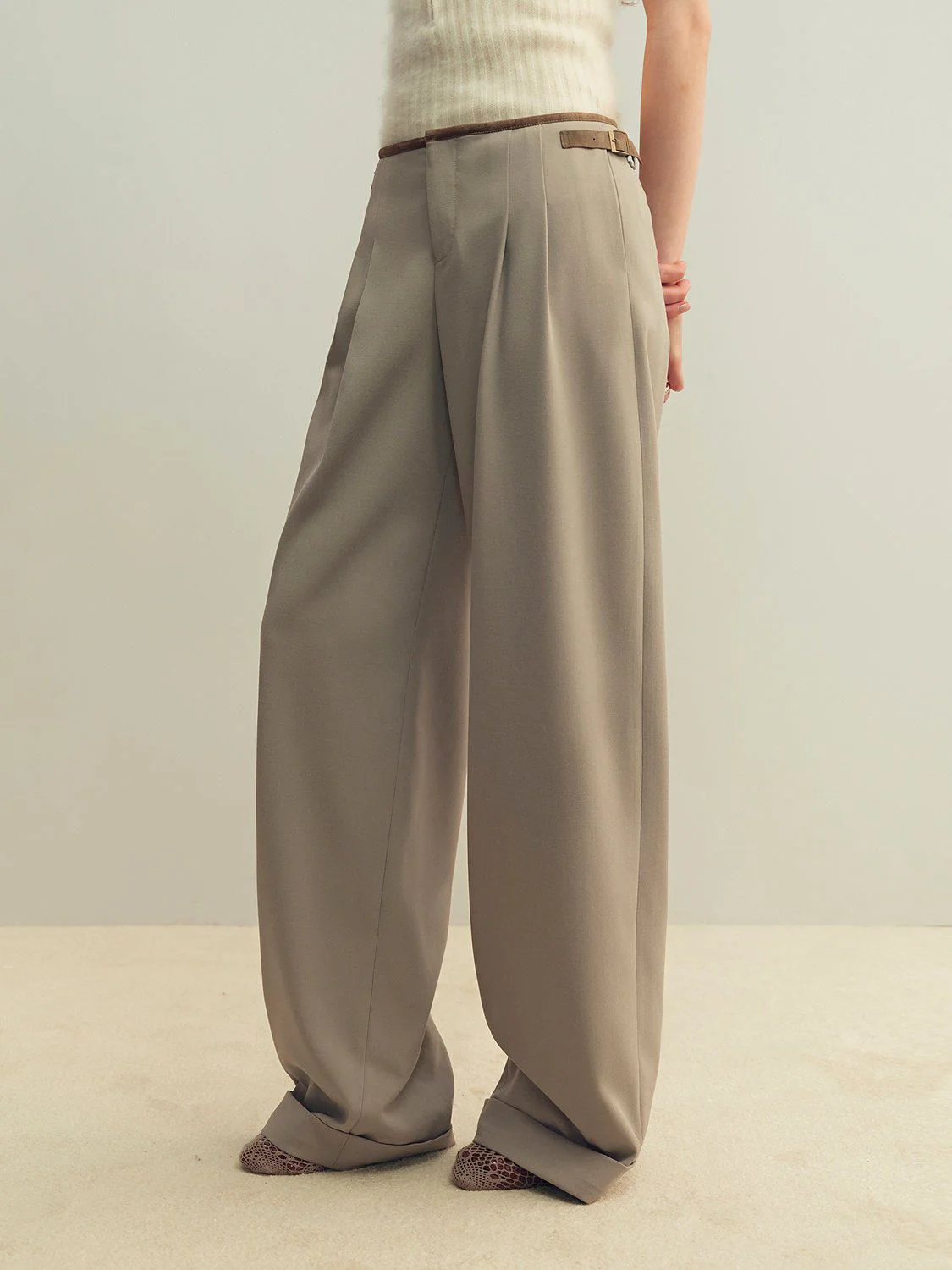 Buckle Wide-Leg Trousers - Image 2