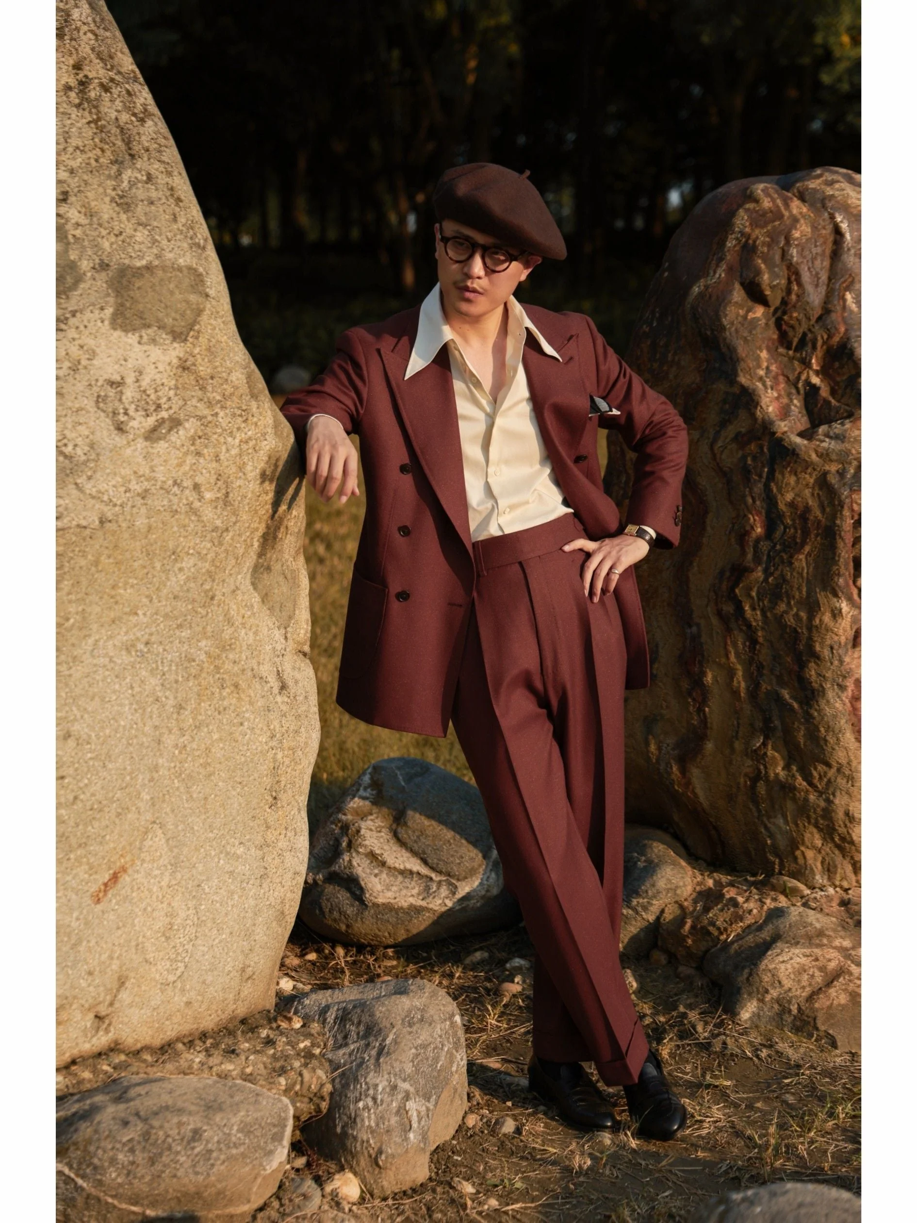 Burgundy Double-Breasted Suit - Image 3