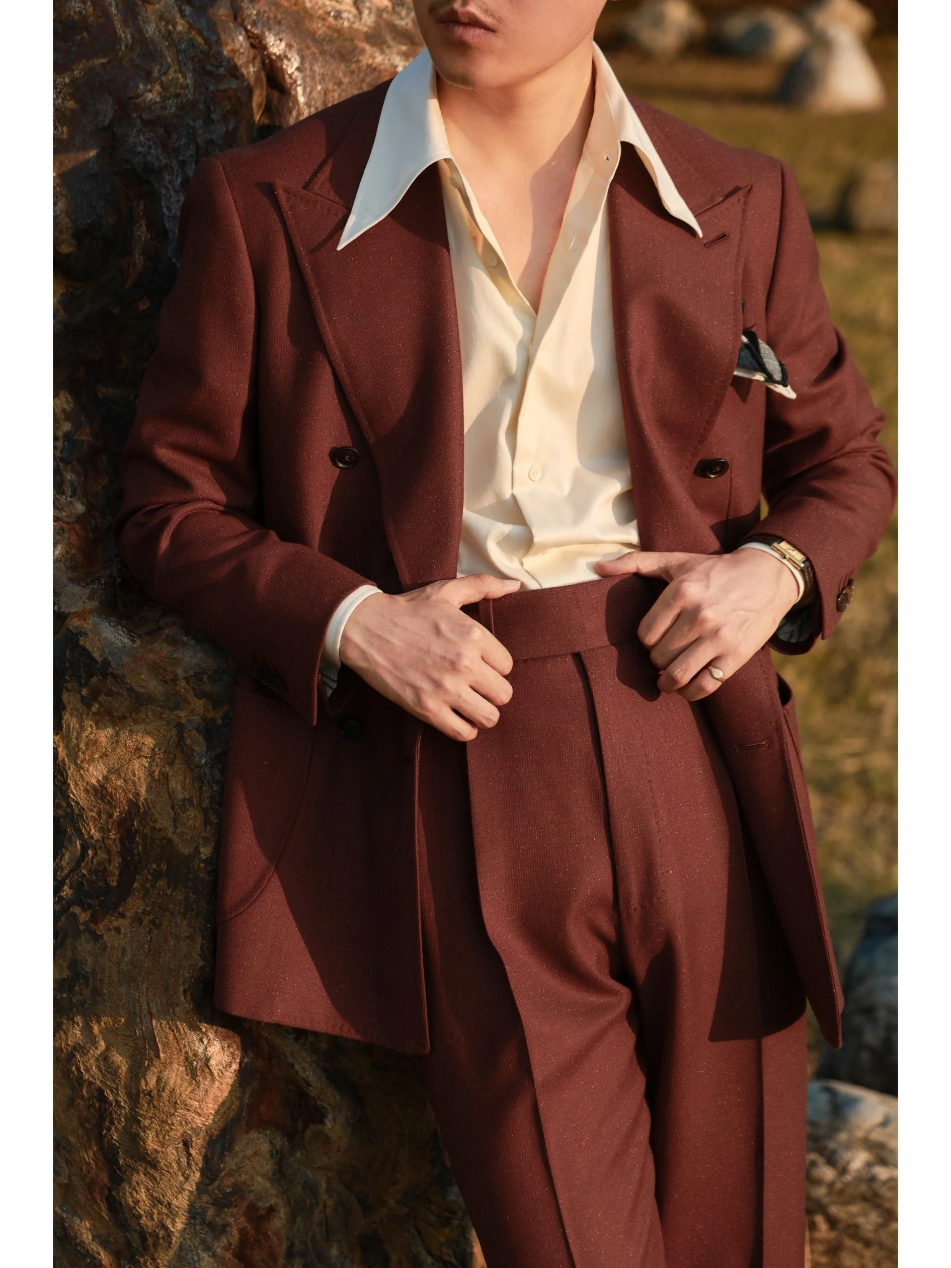 Burgundy Double-Breasted Suit - Image 4