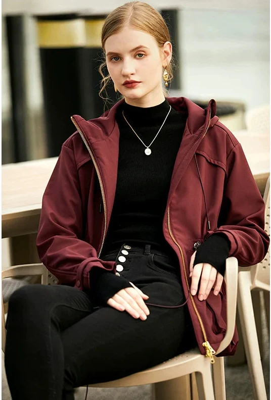 Burgundy Hooded Jacket