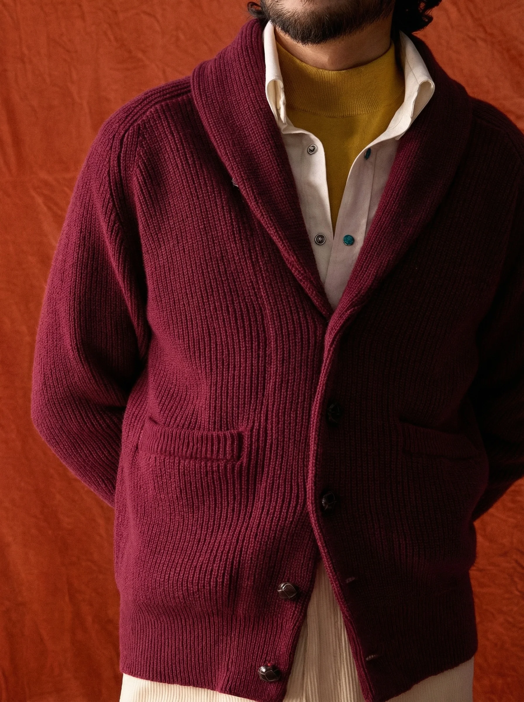 Burgundy Shawl Cardigan