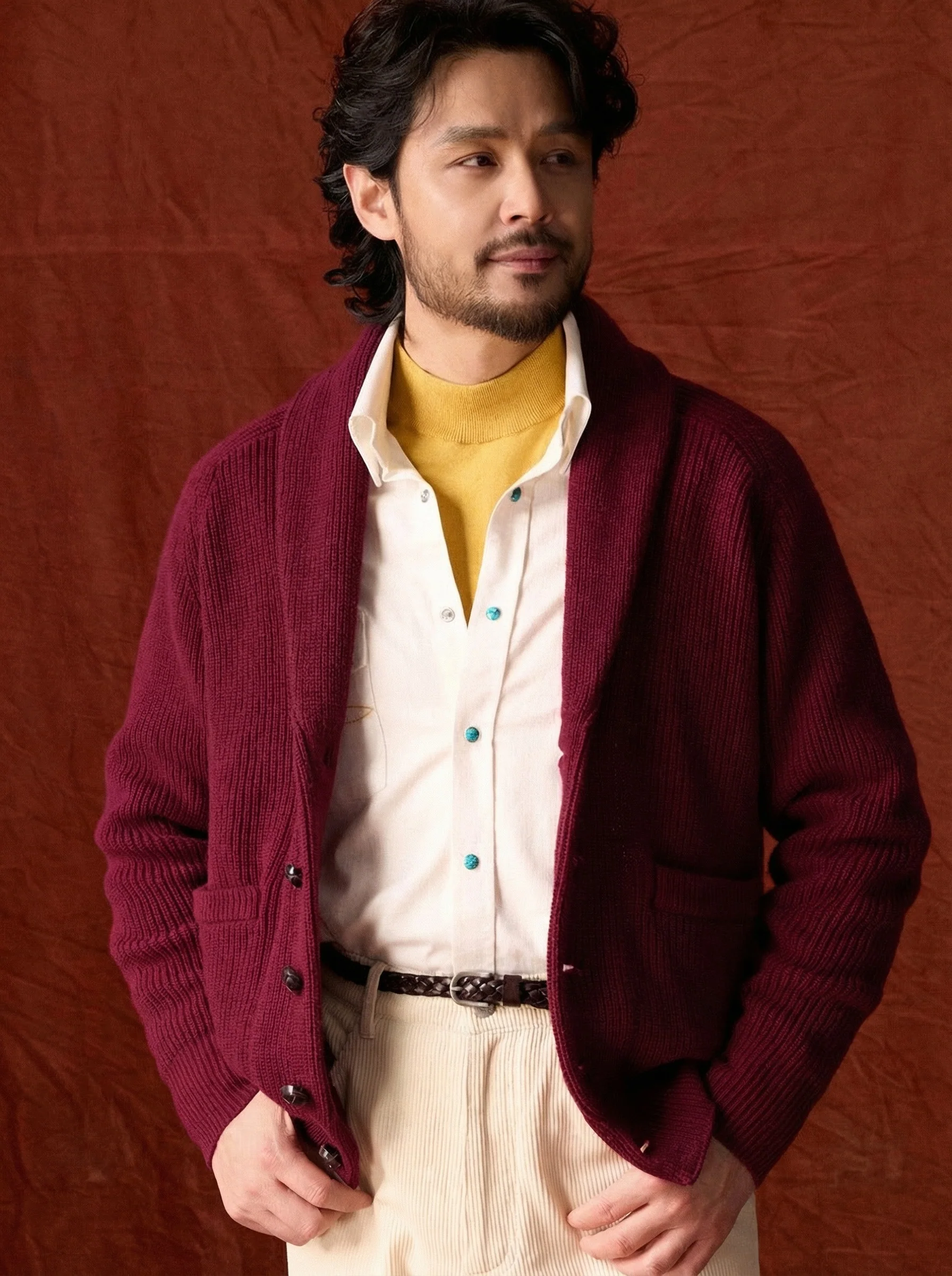 Burgundy Shawl Cardigan - Image 2
