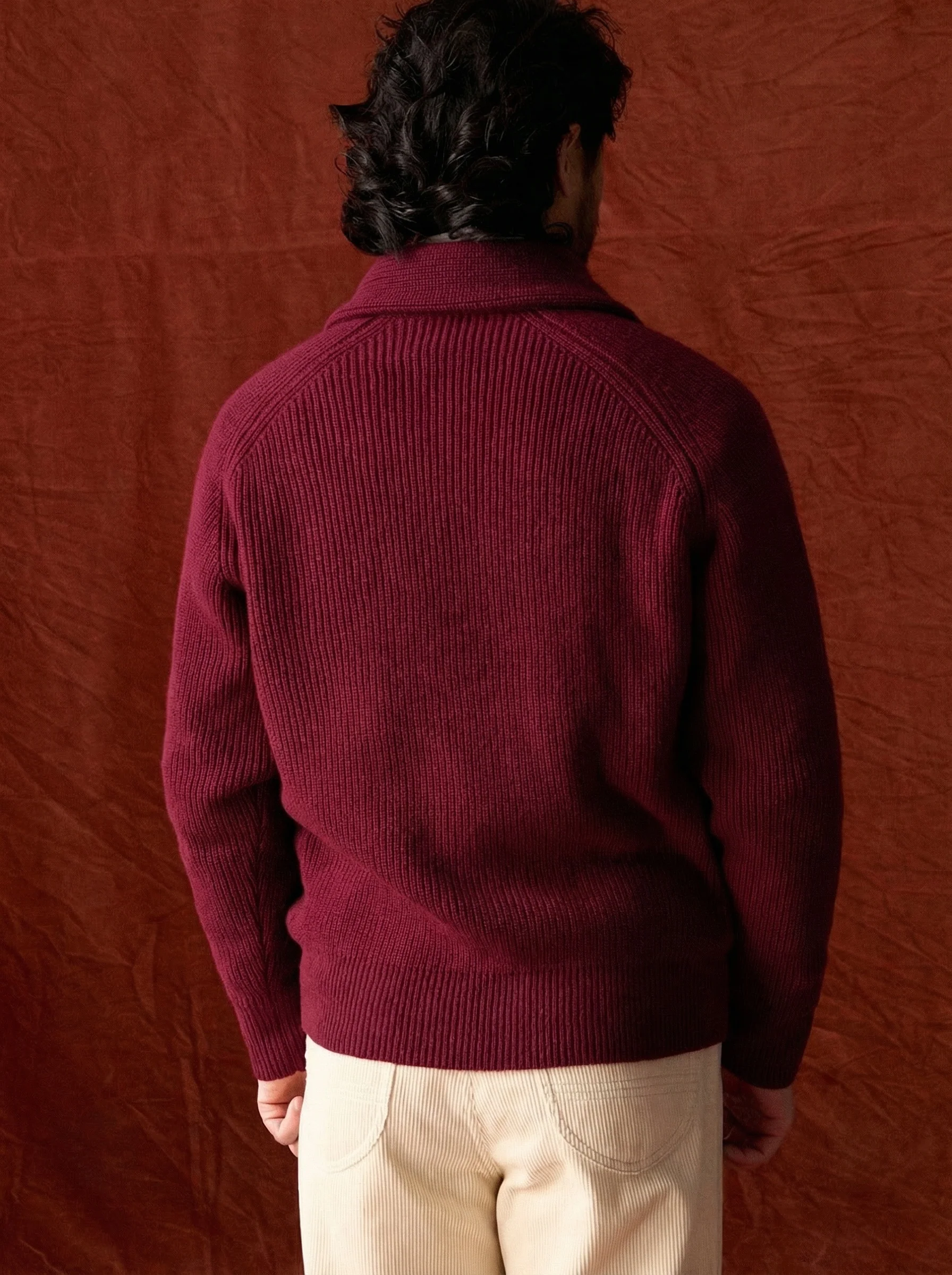 Burgundy Shawl Cardigan - Image 3