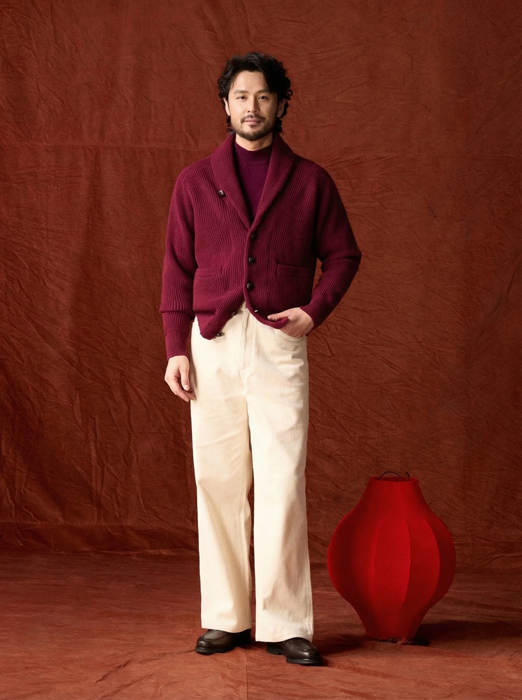 Burgundy Shawl Cardigan - Image 4