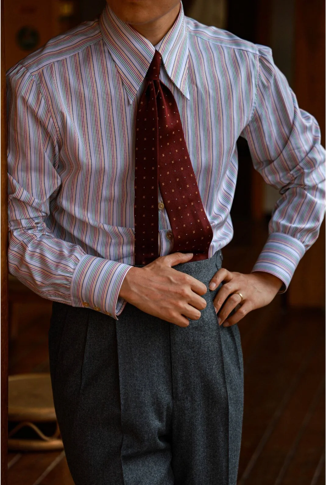 Burgundy Silk Micro-Print Tie - Image 3