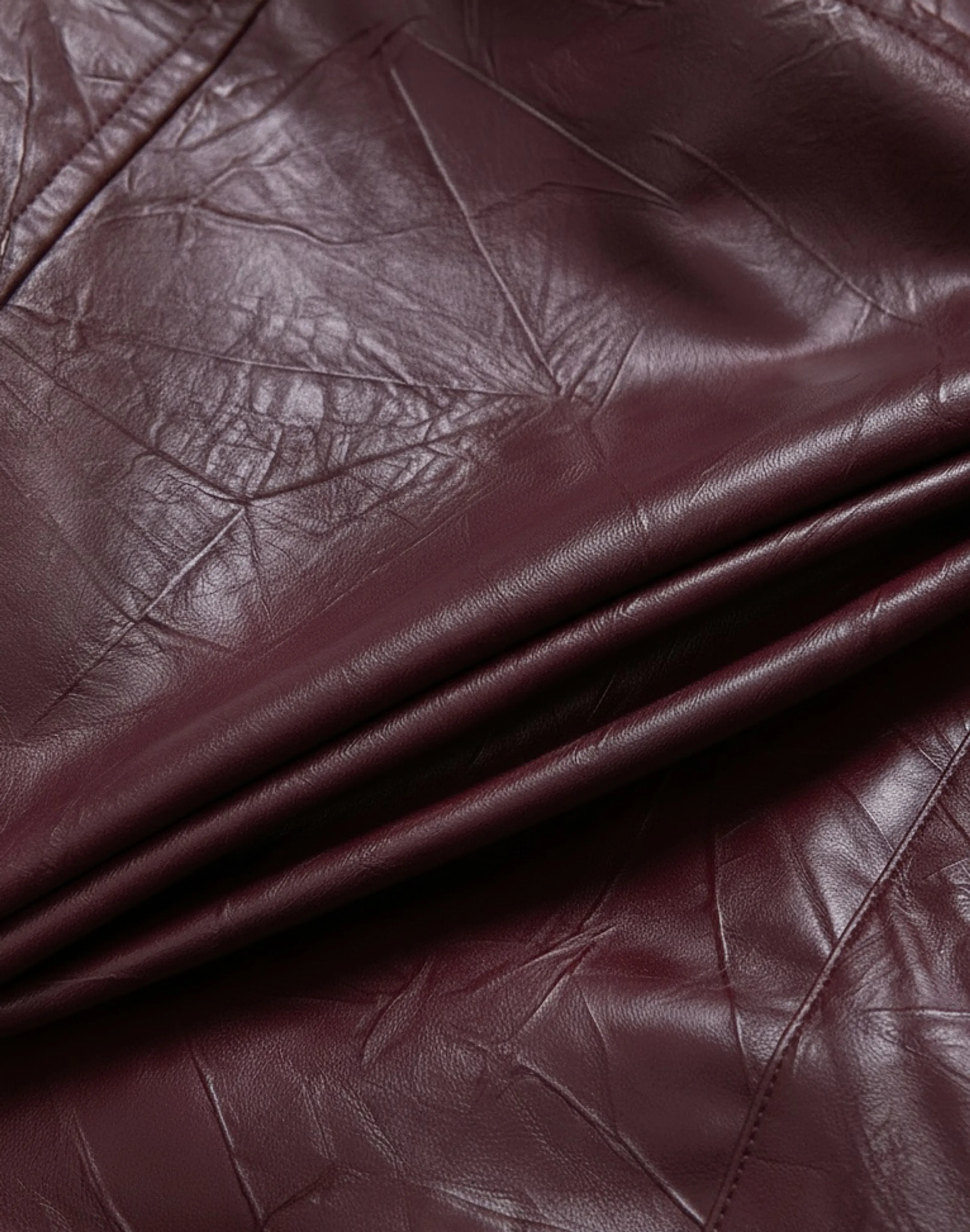 Burgundy Snap-Front Faux Leather Jacket - Image 5