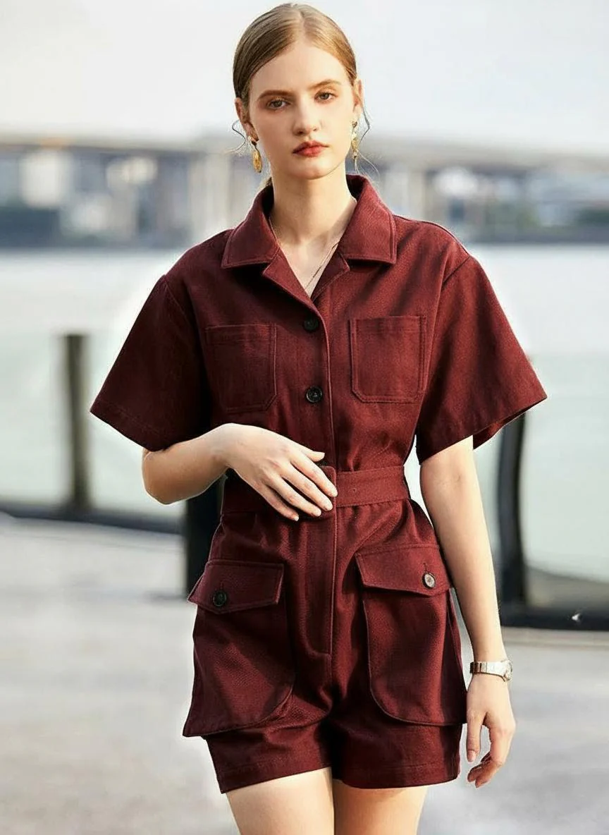 Burgundy Utility Jumpsuit - Image 4