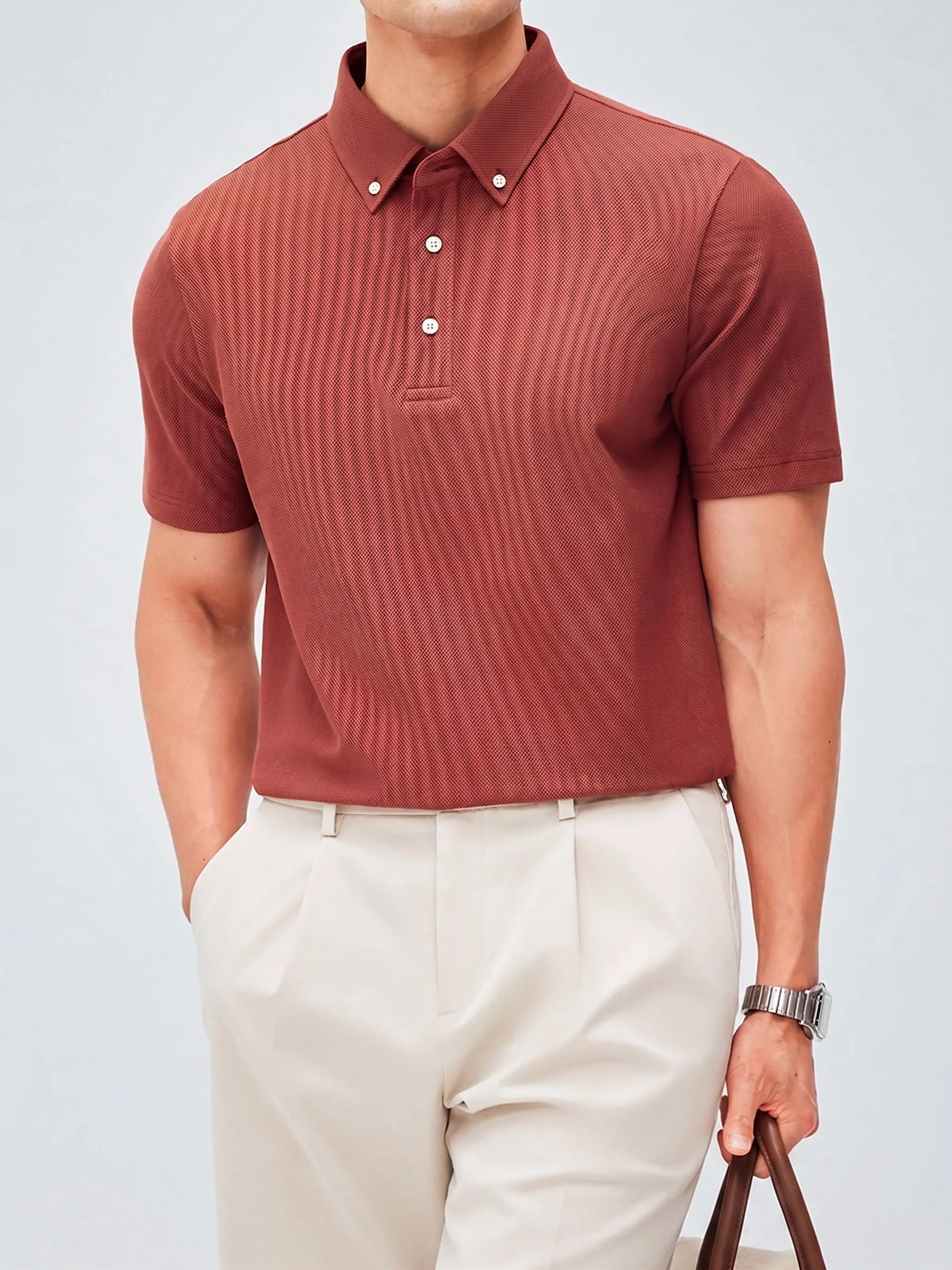 Button-Down Piqué Polo