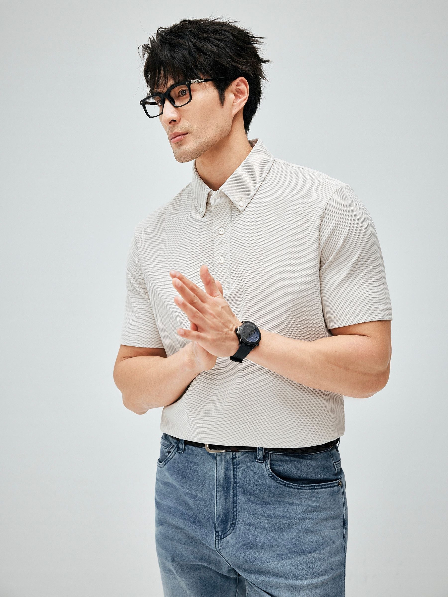 Button-Down Piqué Polo - Image 3