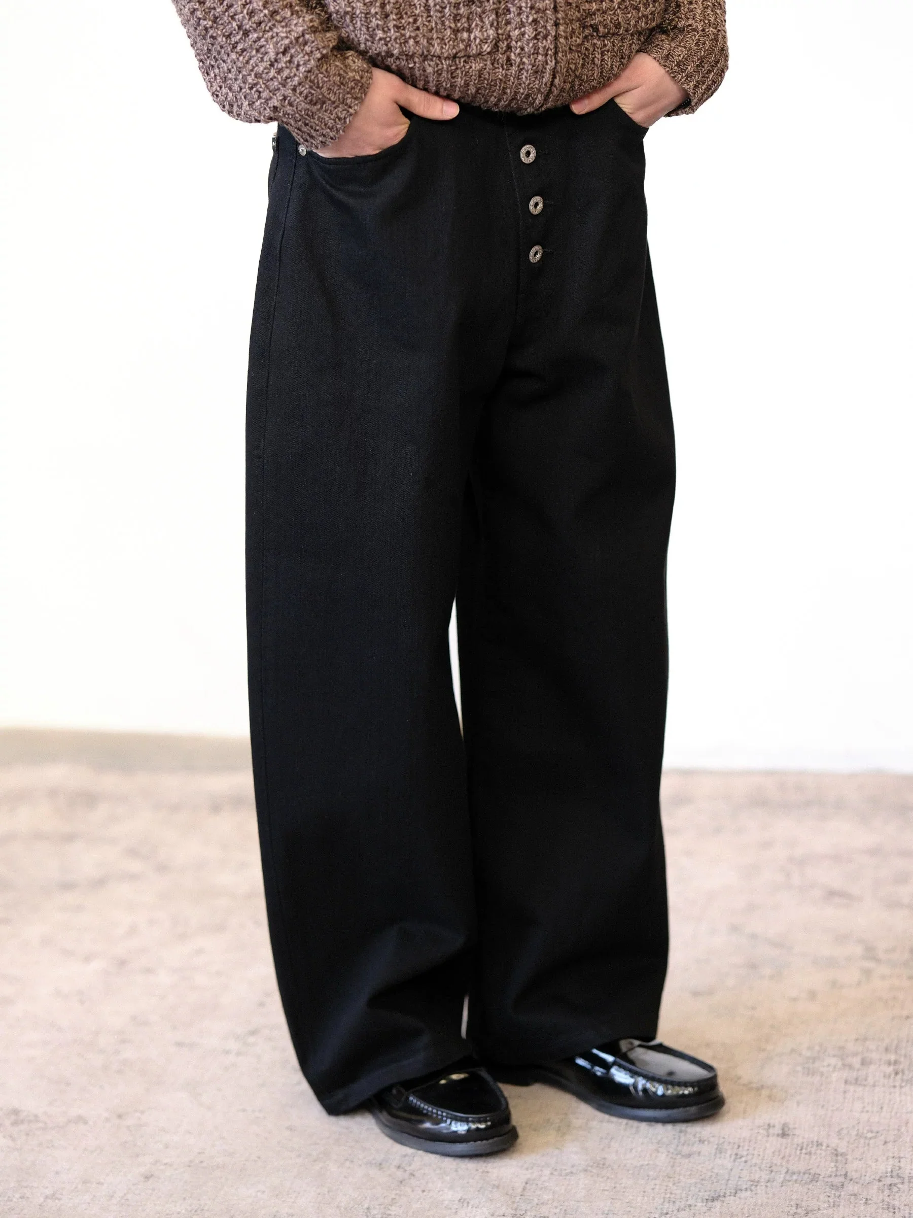 Button Fly Wide Jeans - Image 2
