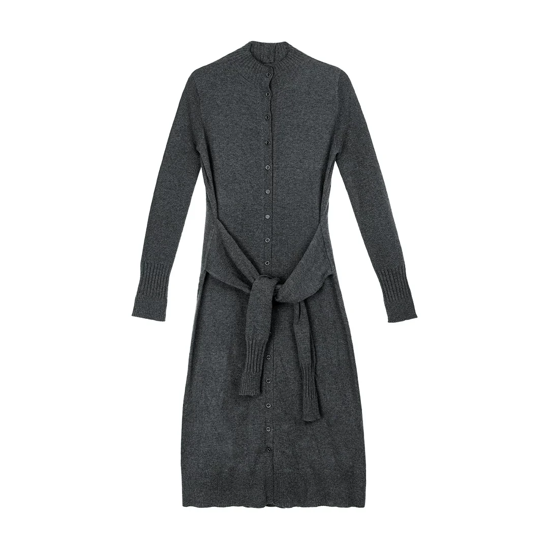 Button-Front Knit Belted Midi Dress - Image 6