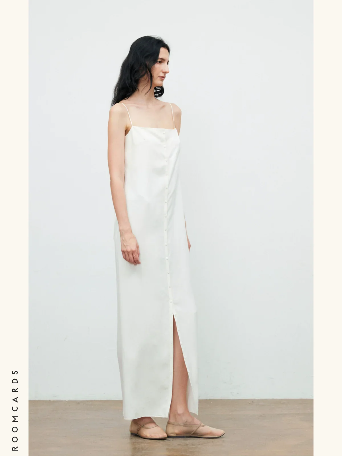 Button-Front Silk Slip Dress - Image 2