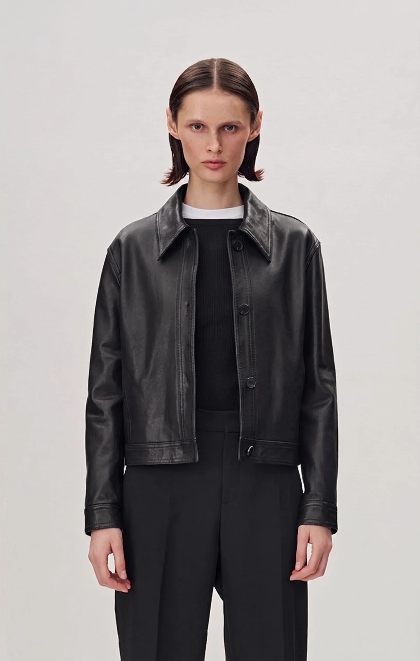 Button Leather Jacket