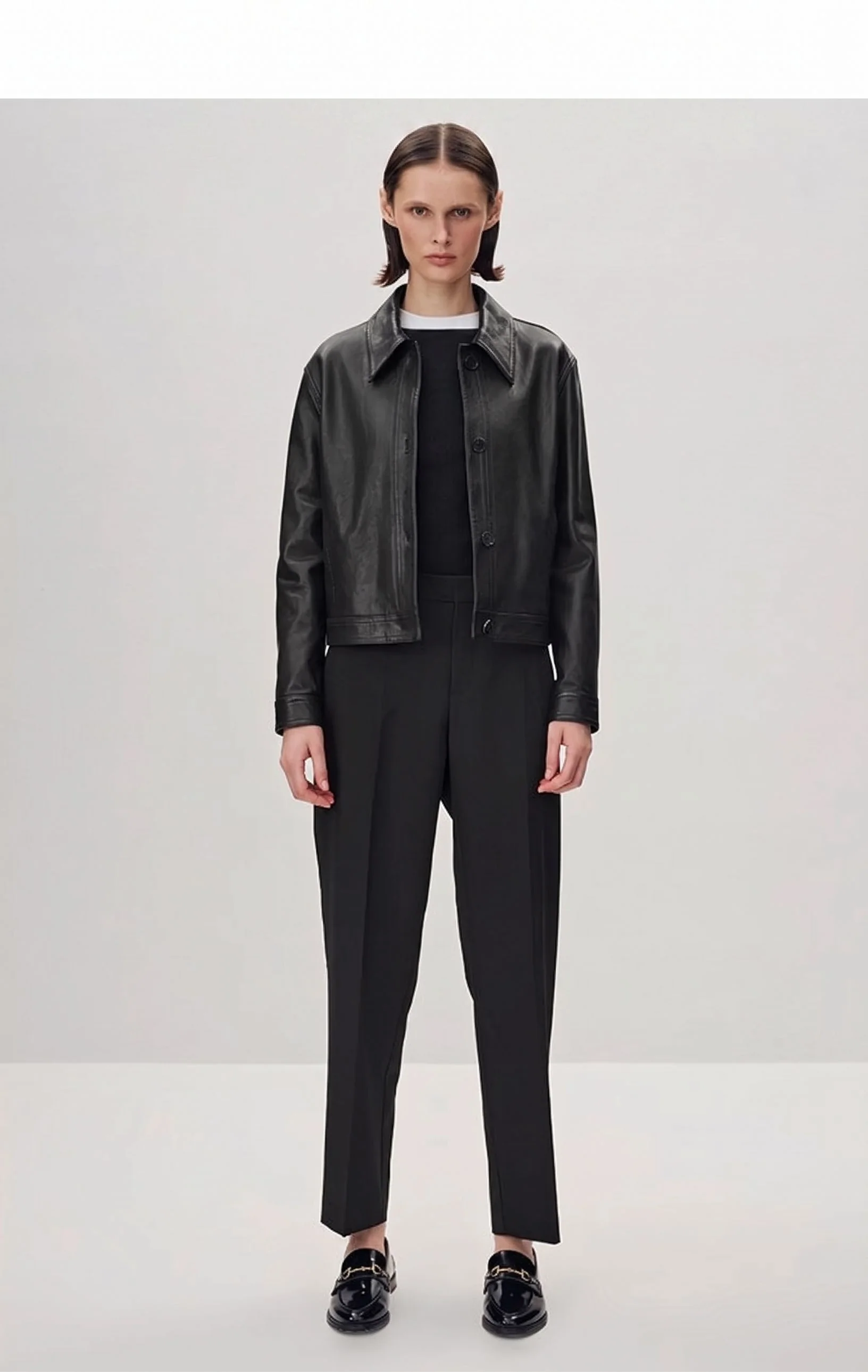 Button Leather Jacket - Image 3