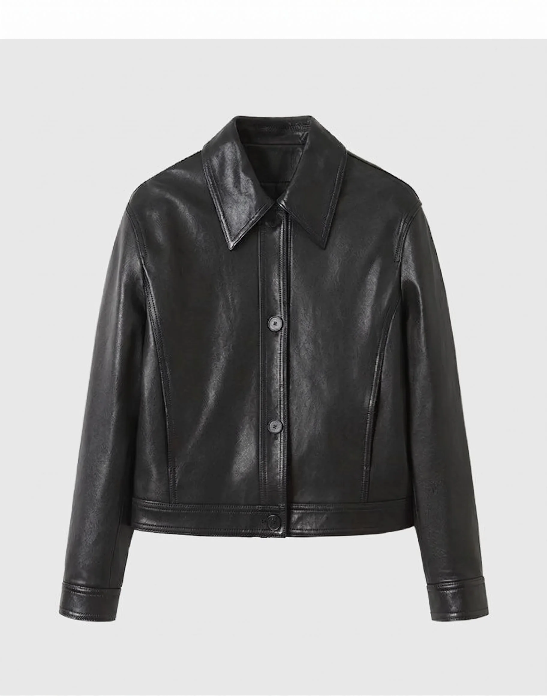 Button Leather Jacket - Image 6