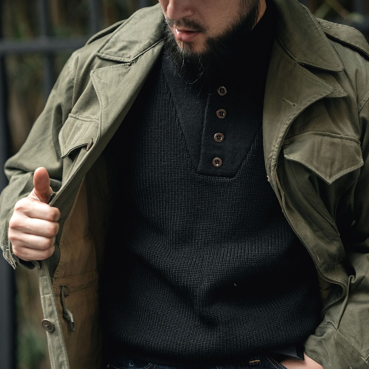 Button-Neck Knit Sweater - Image 4
