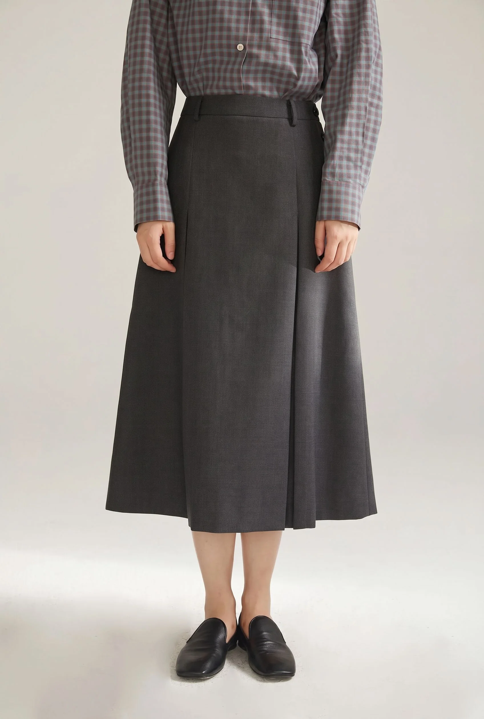 Button Pleated Midi Skirt - Image 6