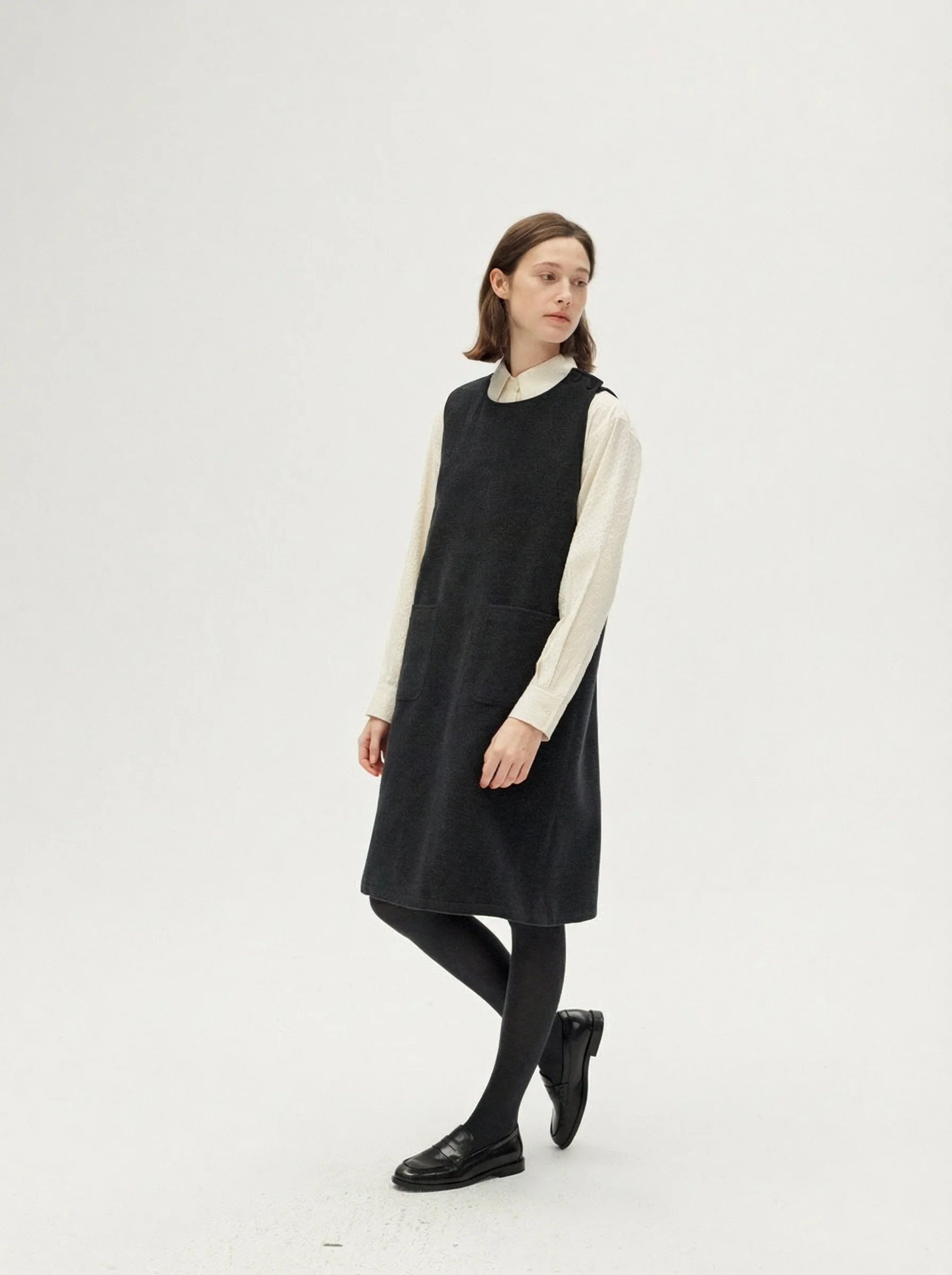 Button-Shoulder Pinafore Dress - Image 2
