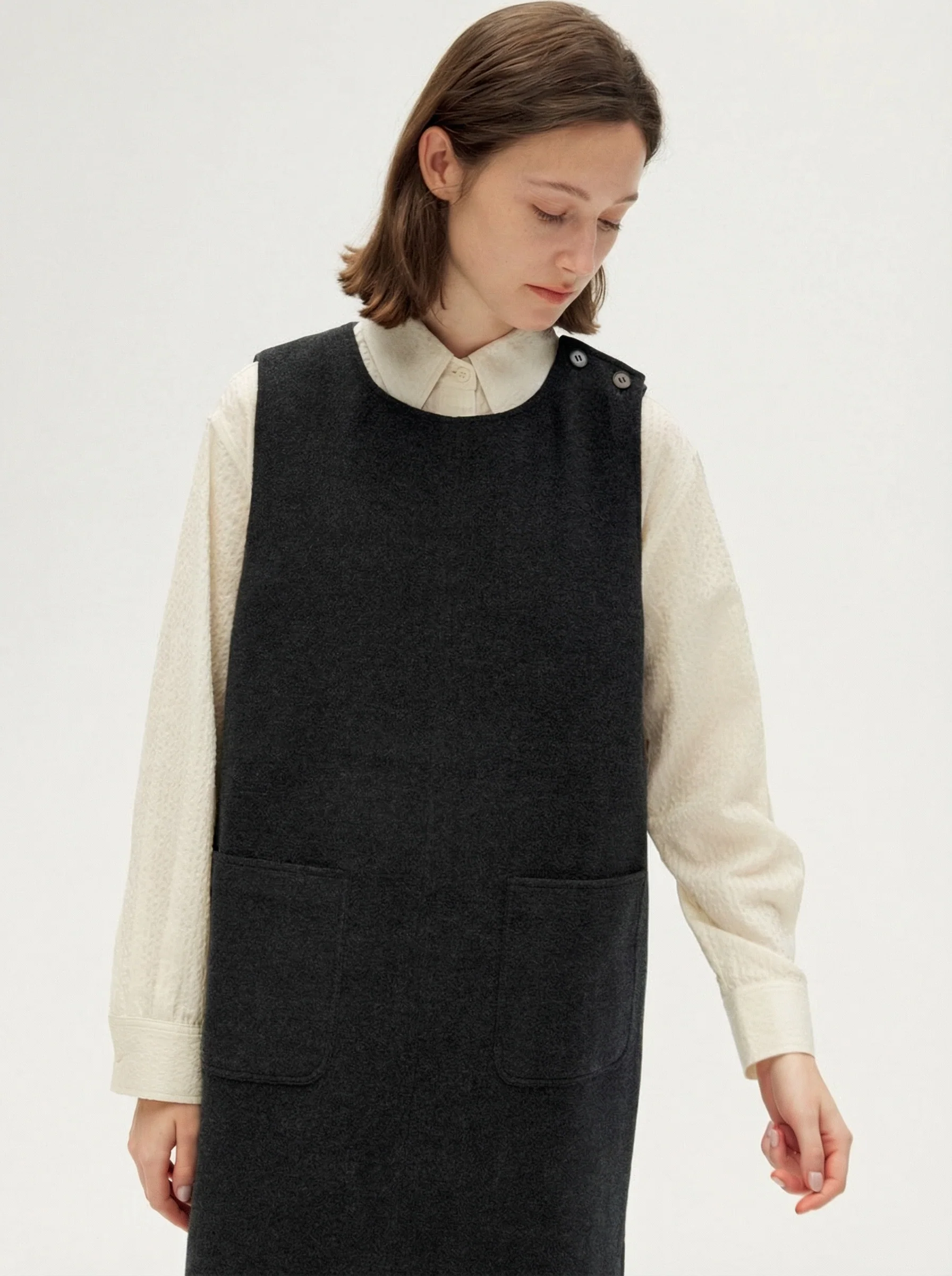 Button-Shoulder Pinafore Dress - Image 6