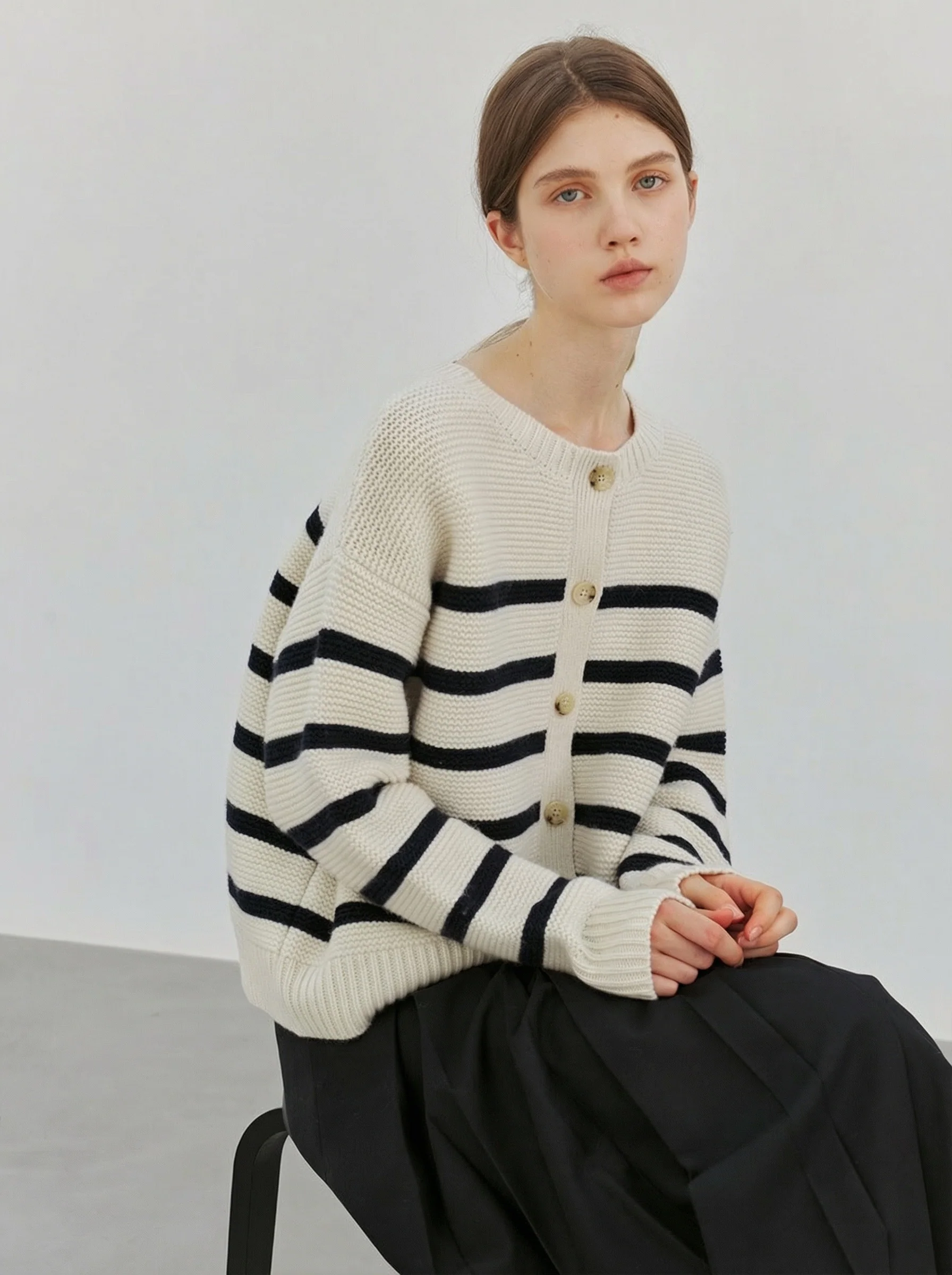 Button Stripe Sweater