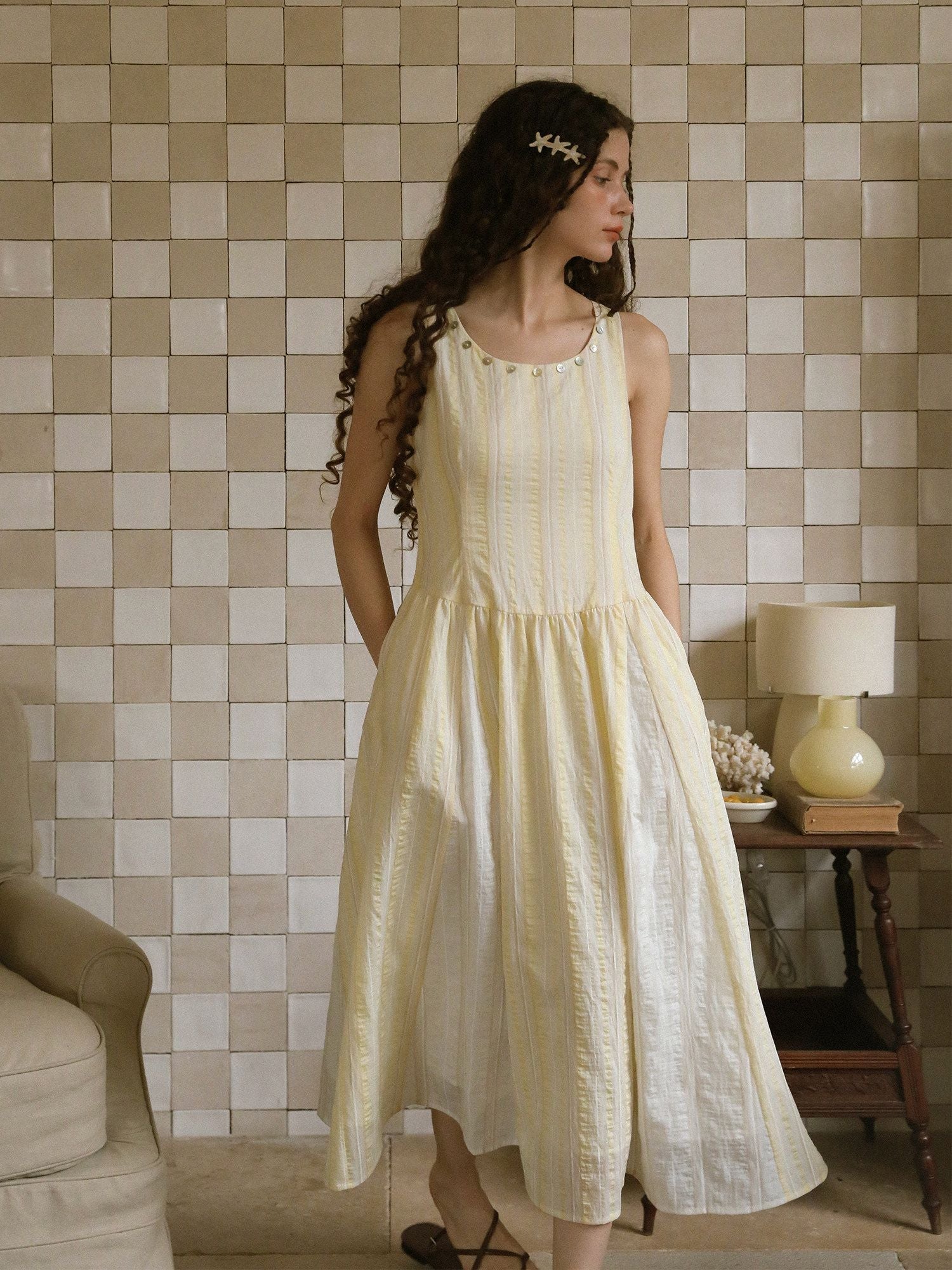 Button-Trim Midi Dress - Image 3