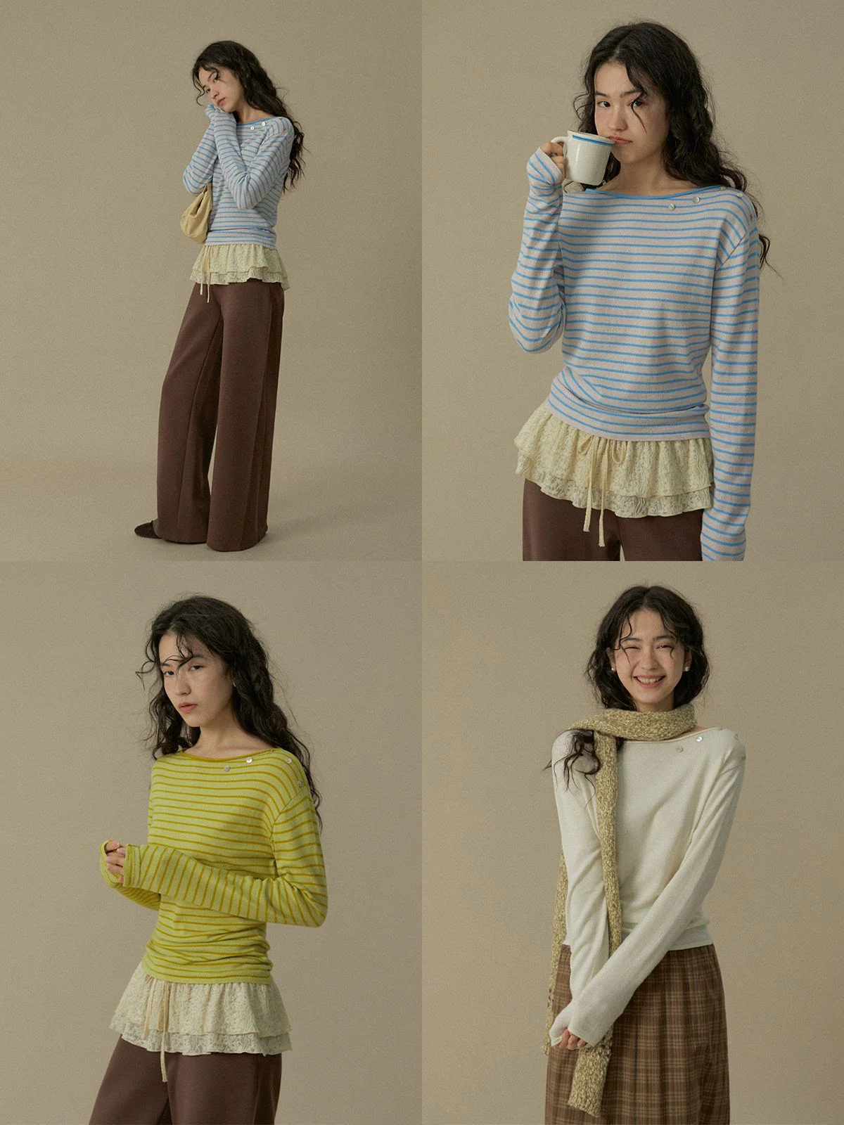 Buttoned Boatneck Knit