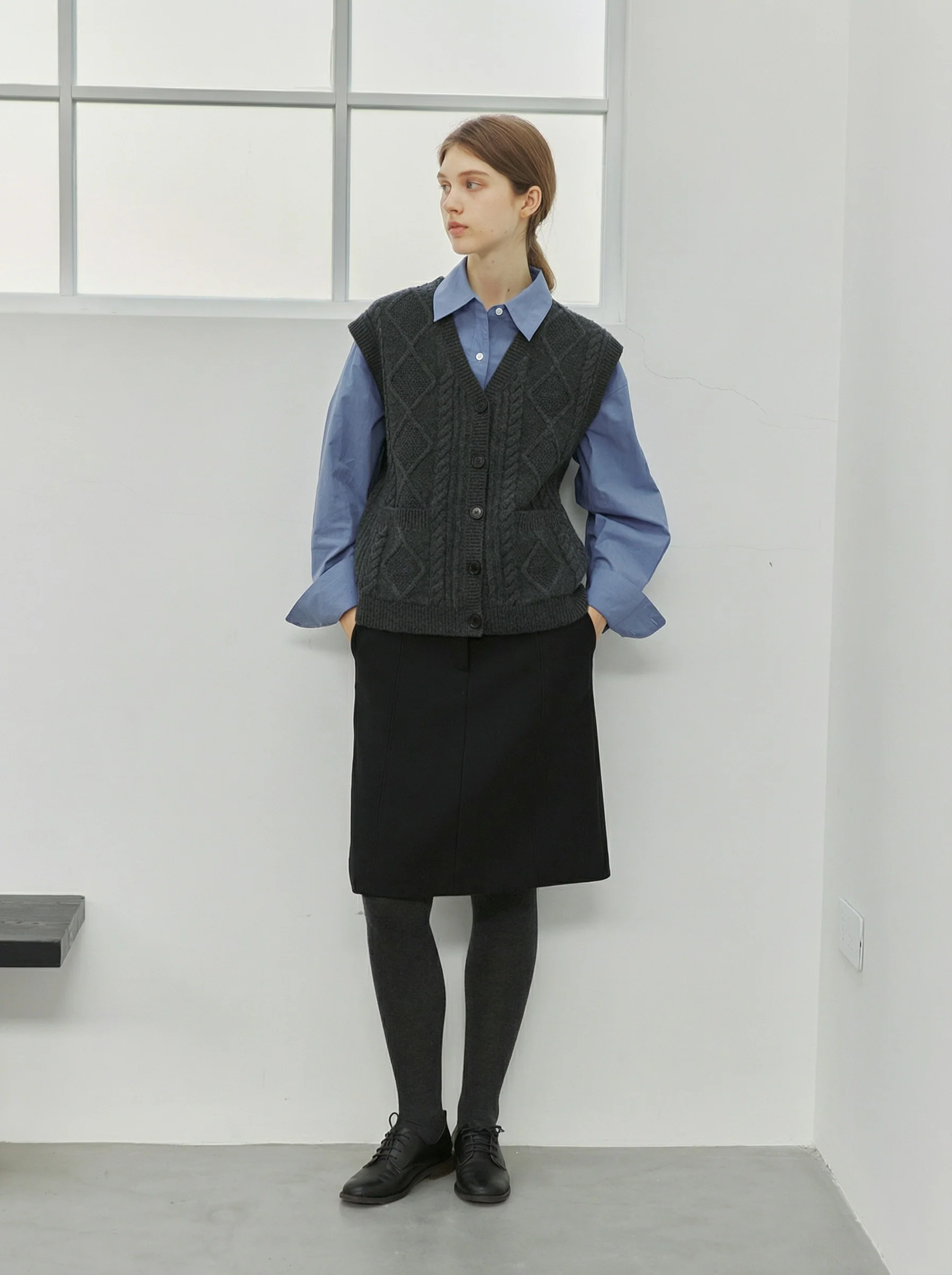 Buttoned Cable Vest - Image 2