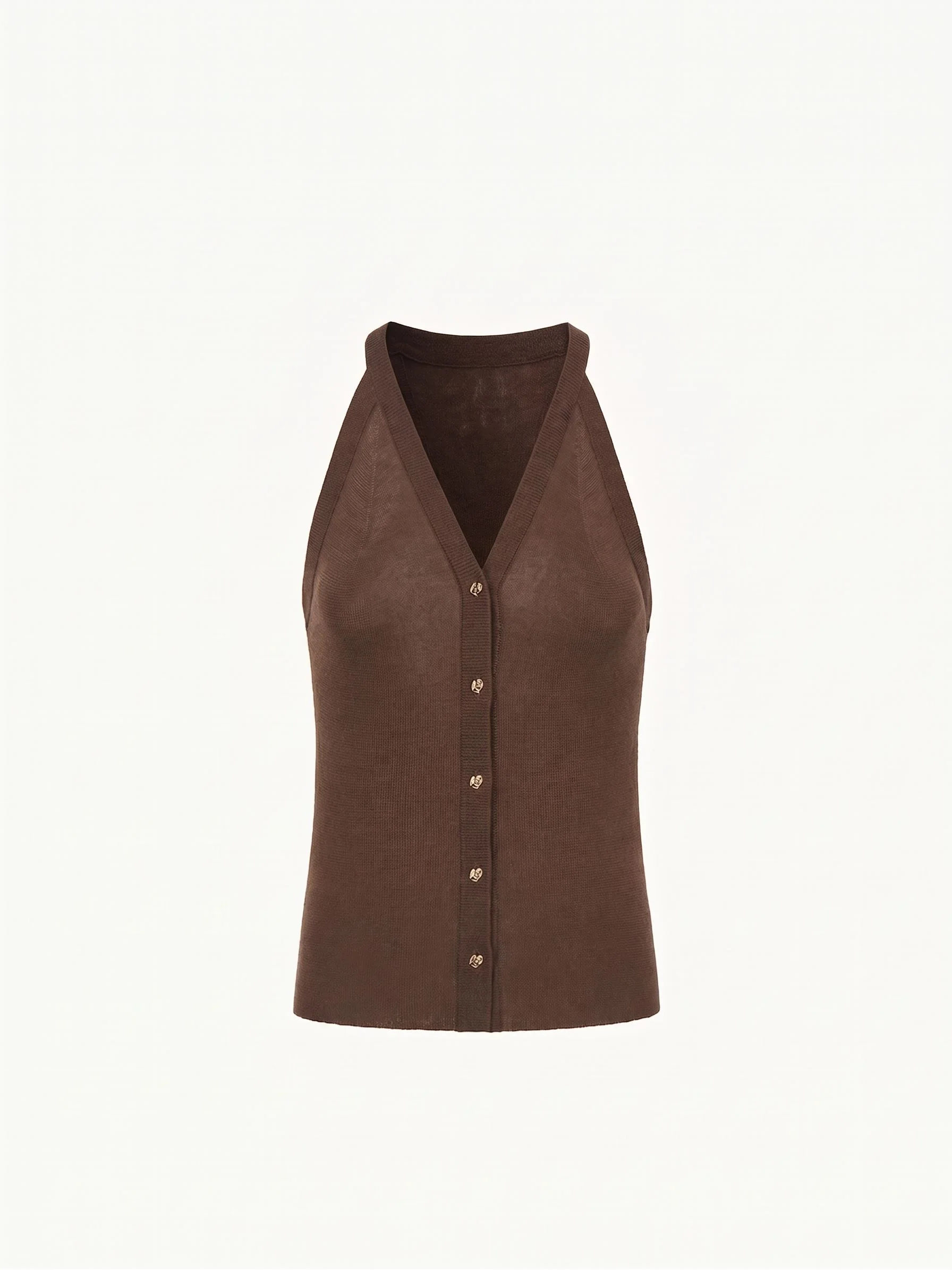 Buttoned Halter Knit Top - Image 4
