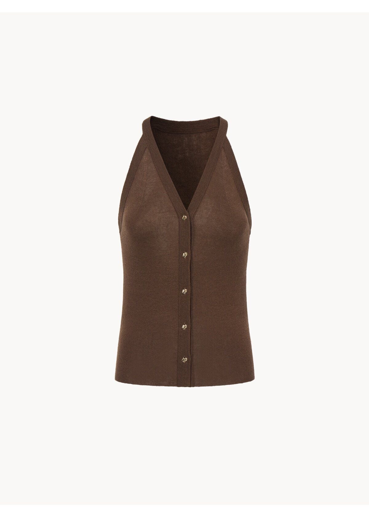 Buttoned Halter Knit Top - Image 5