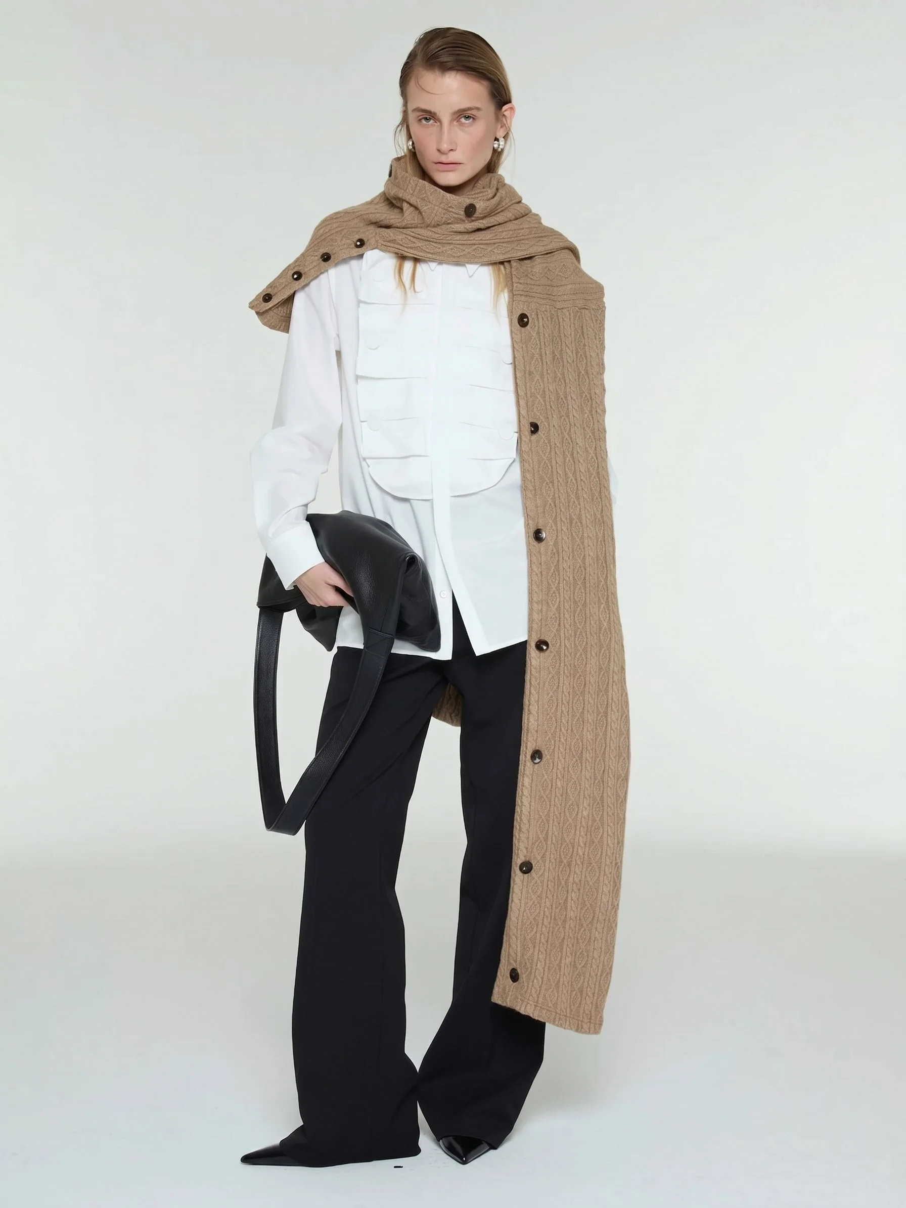 Buttoned Knit Shawl