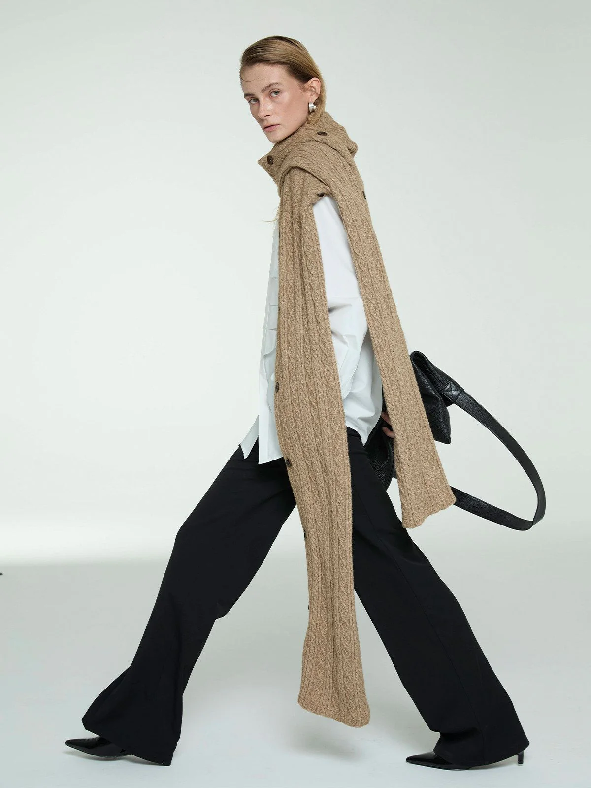 Buttoned Knit Shawl - Image 2