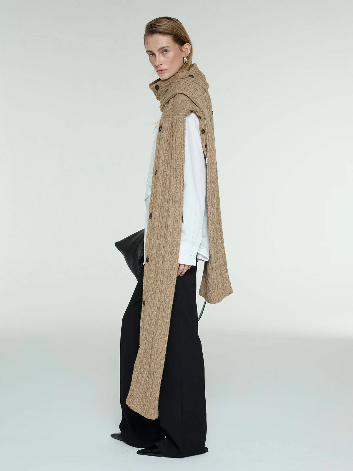 Buttoned Knit Shawl - Image 3