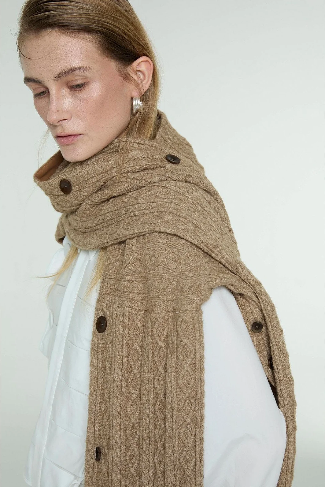 Buttoned Knit Shawl - Image 5