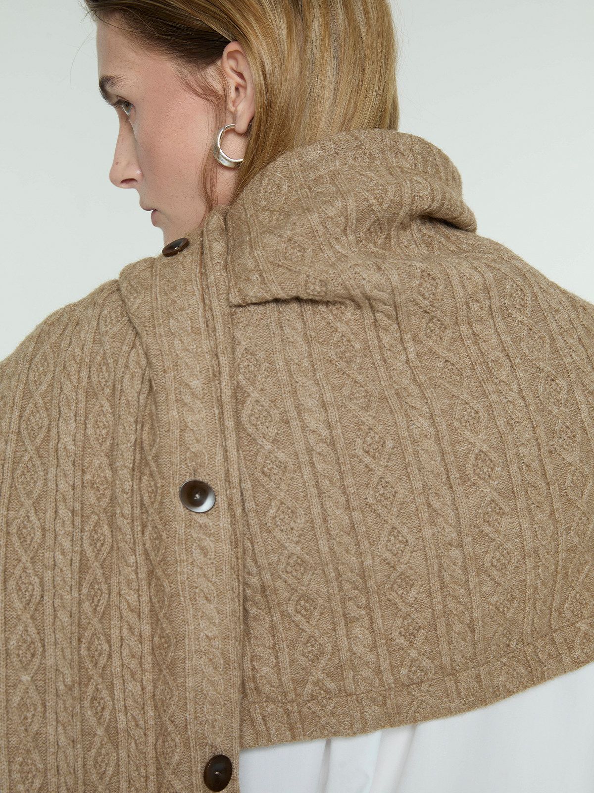 Buttoned Knit Shawl - Image 6