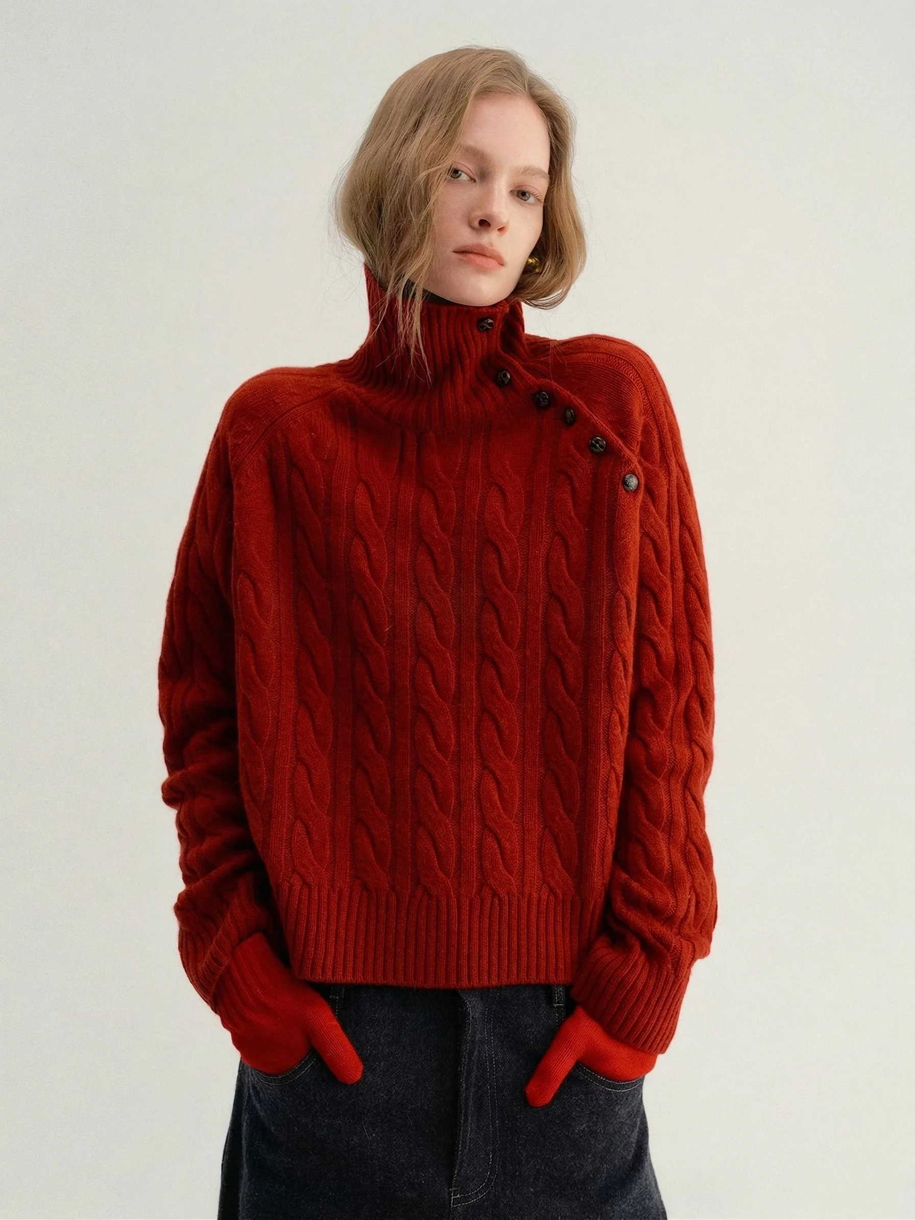 Cable Button Turtleneck - Image 8